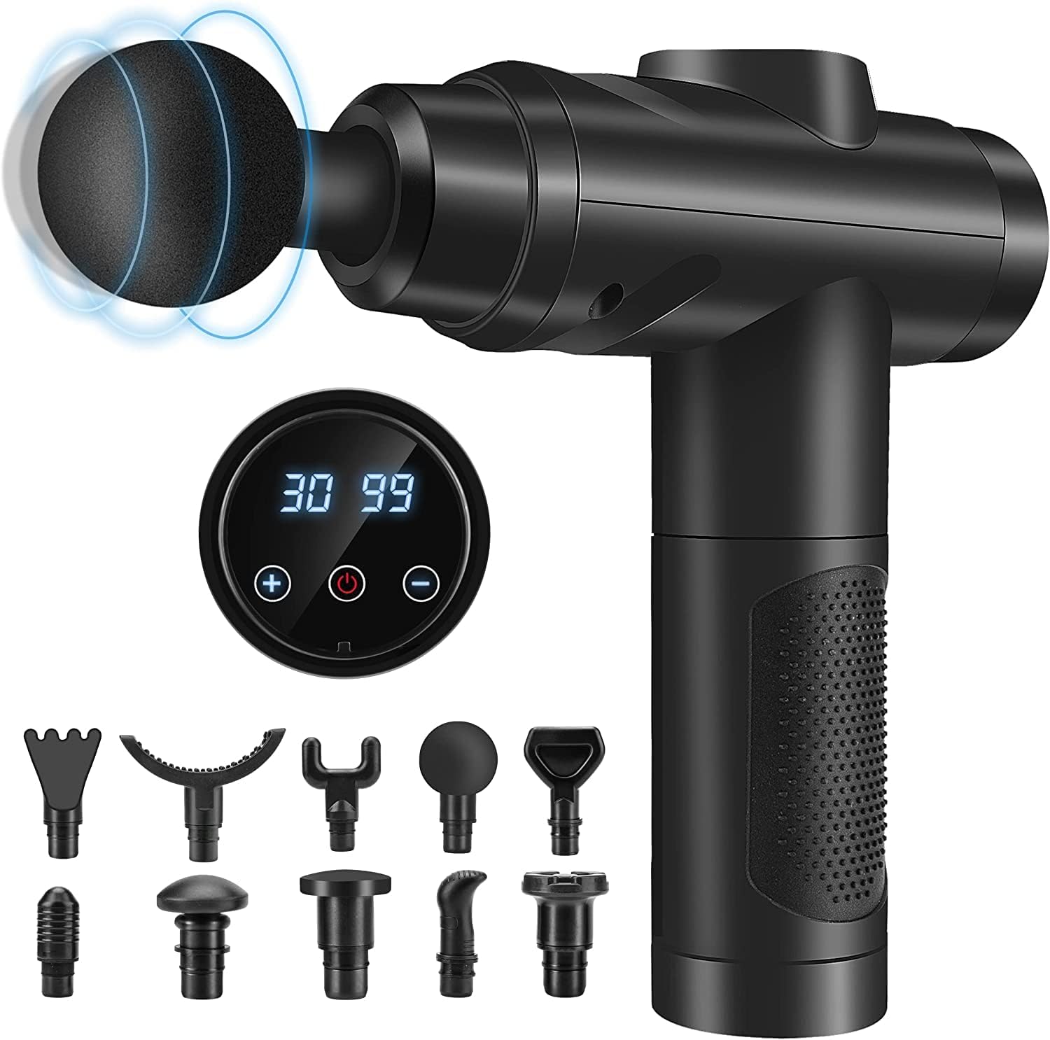 Zerolia Massage Gun Deep Tissue, Muscle Percussion Massager with 30 Speeds, Quiet Electric Handheld Massagers with LCD Touch Screen 6 Heads for Athletes Shoulder Body Back Neck Relaxation(#1)
