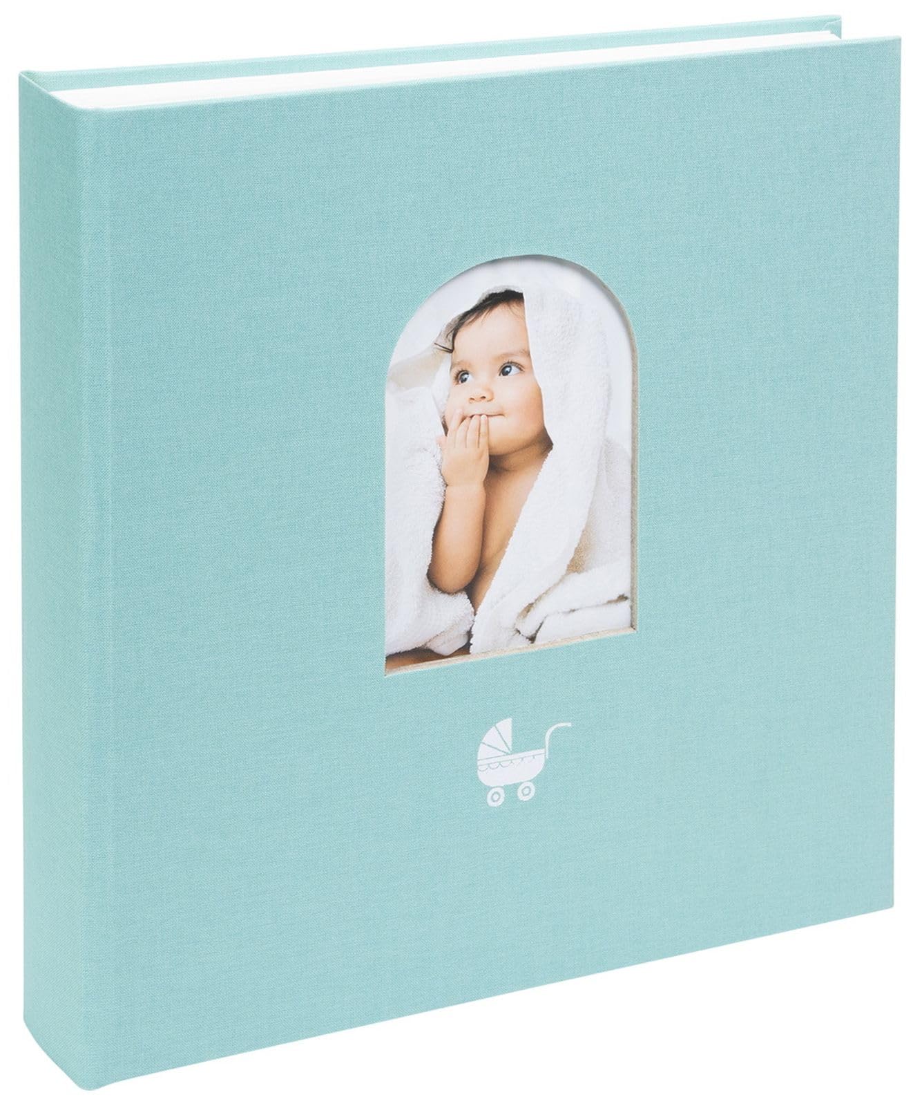 goldbuch 15 016 Cozy Nest Aqua album pamiątkowy z okienkiem, album fotograficzny 58 białych z przekładkami pergaminowymi i 4 ilustrowanymi stronami, okładka z nadrukiem artystycznym, ok. 31 x 30 x 4