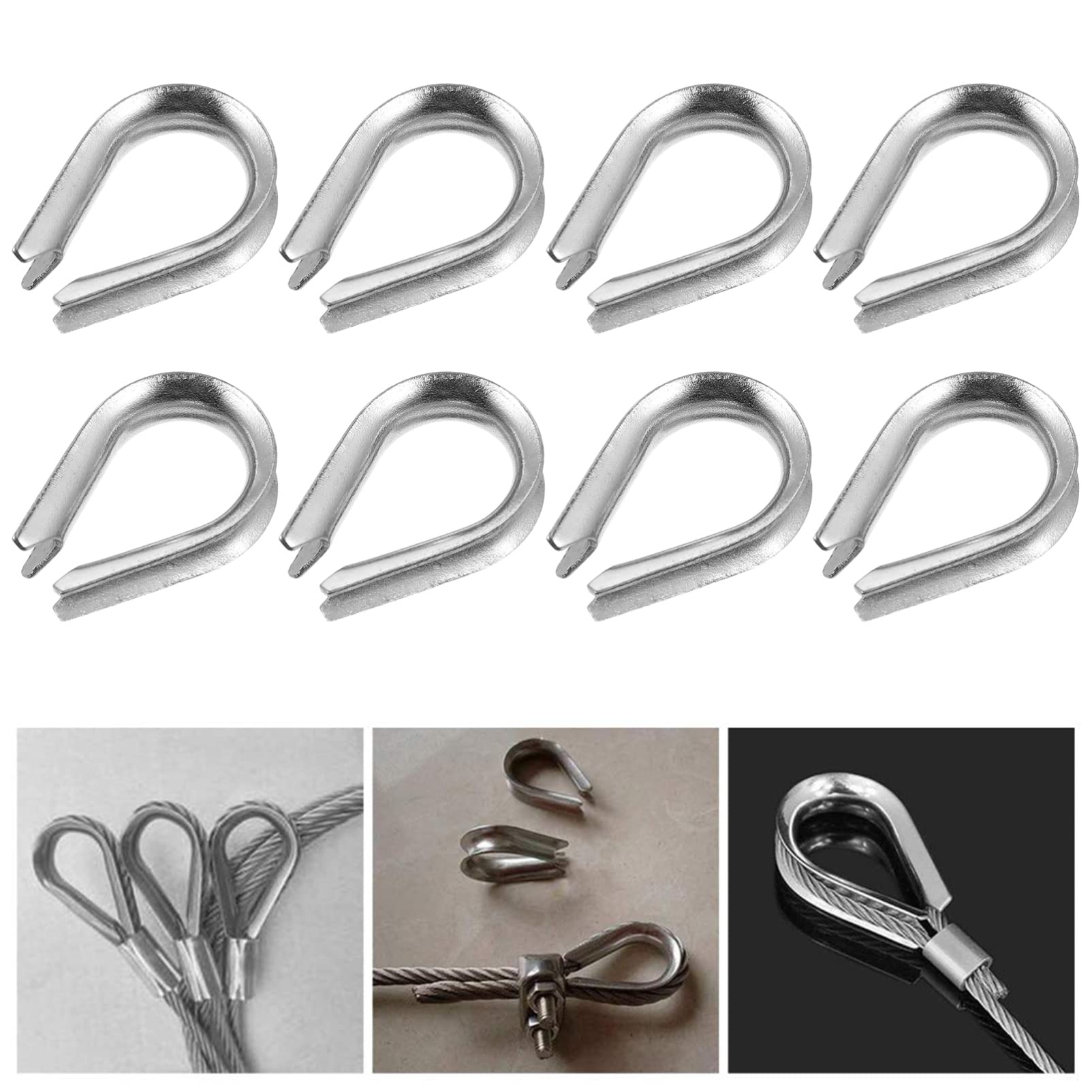 MUSISALY 20pcs Wire Rope Sleeves Steel Cable Railing Kit Electrical Cord Wire Rope Thimbles Electrical Wire Rope Cable Thimbles Riggs Wire Rigging Rope Tube Thimble Silver Stainless Steel