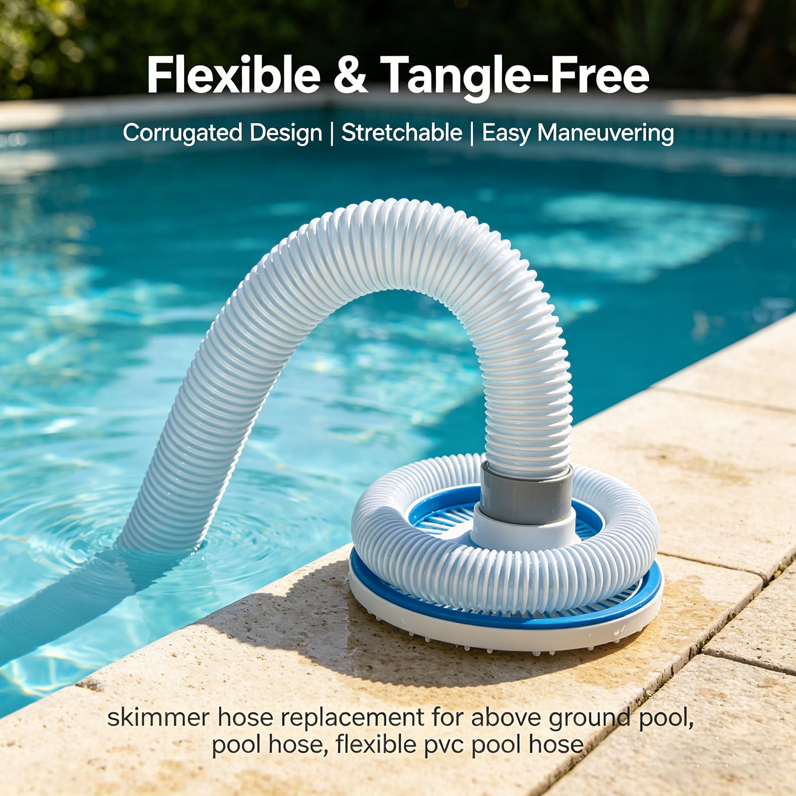 Poolschlauch 38mm 2er Set - 150cm Flexibler Schwimmbadschlauch für Intex Sandfilterpumpe, Filterpumpe, Poolpumpe - Ersatzschlauch für Pool-Sandfilteranlage - Zubehör für Poolreinigungsysteme