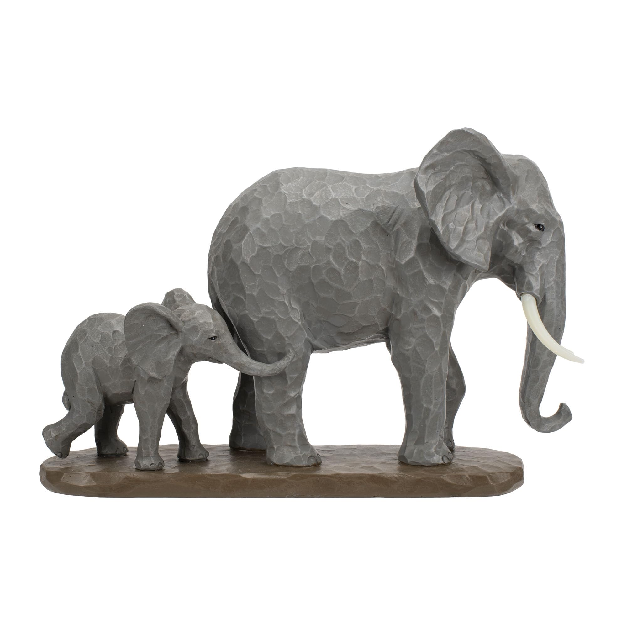 Napco Adorable 7 x 11 Inch Roaming Mom Elephant and Baby Calf Figurine Handcrafted Resin Sculpture, African Wildlife Statue for Home Décor, Family Symbol Figurine, Collectible Gift for Animal Lovers