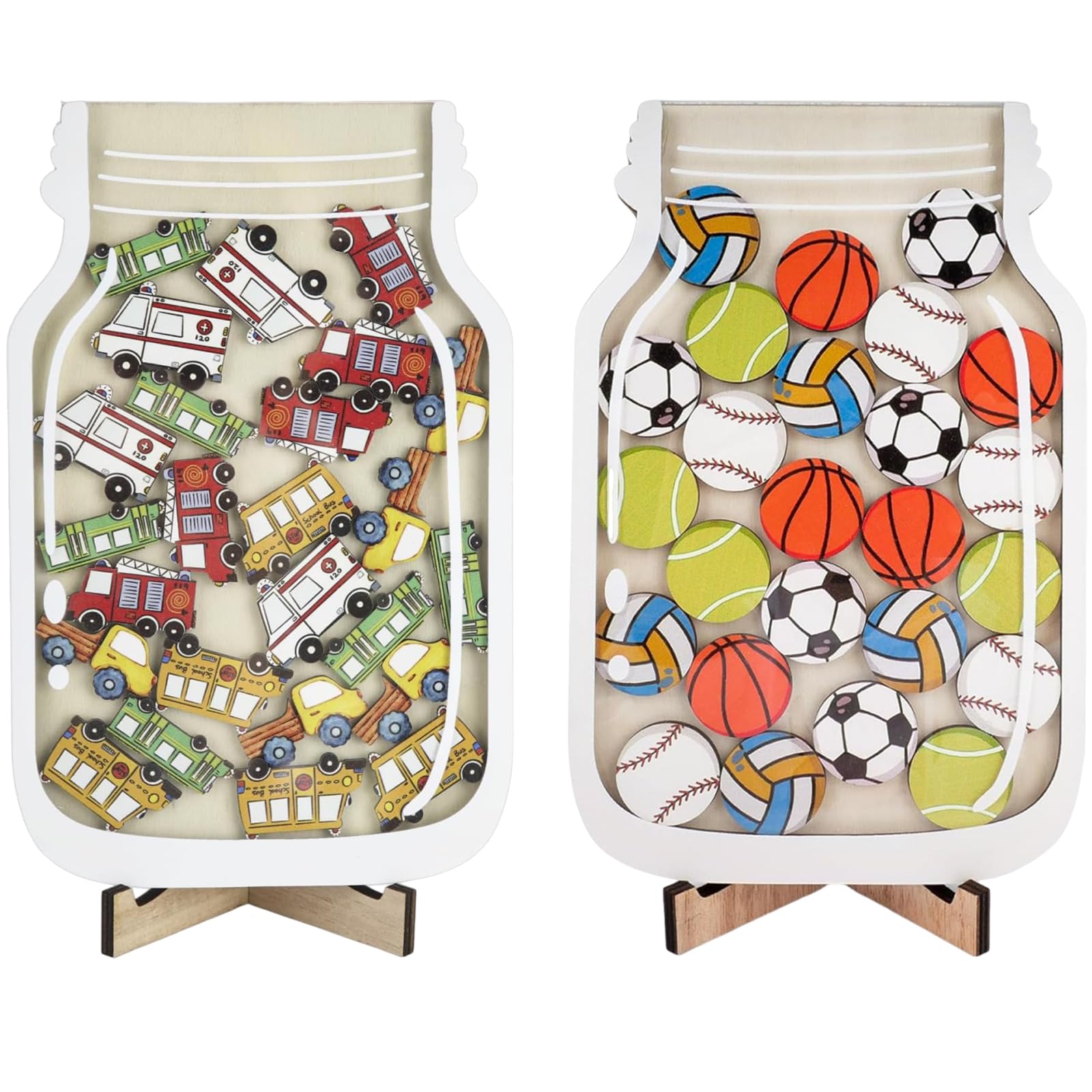2PCS Reward Jars for Children, Car and Football Style Reward Jar System to Motivate Good Behavior, Home and Classroom Behavior Management Tool for Kids