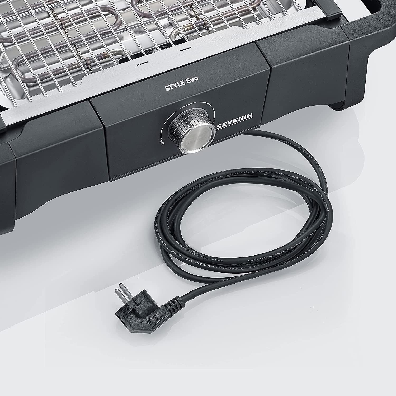 SEVERIN Style Evo PG 8123 - Barbecue elettrico per interni ed esterni, con avvio rapido fino a 350 °C, per balcone con distribuzione ottimale del calore, colore: Nero