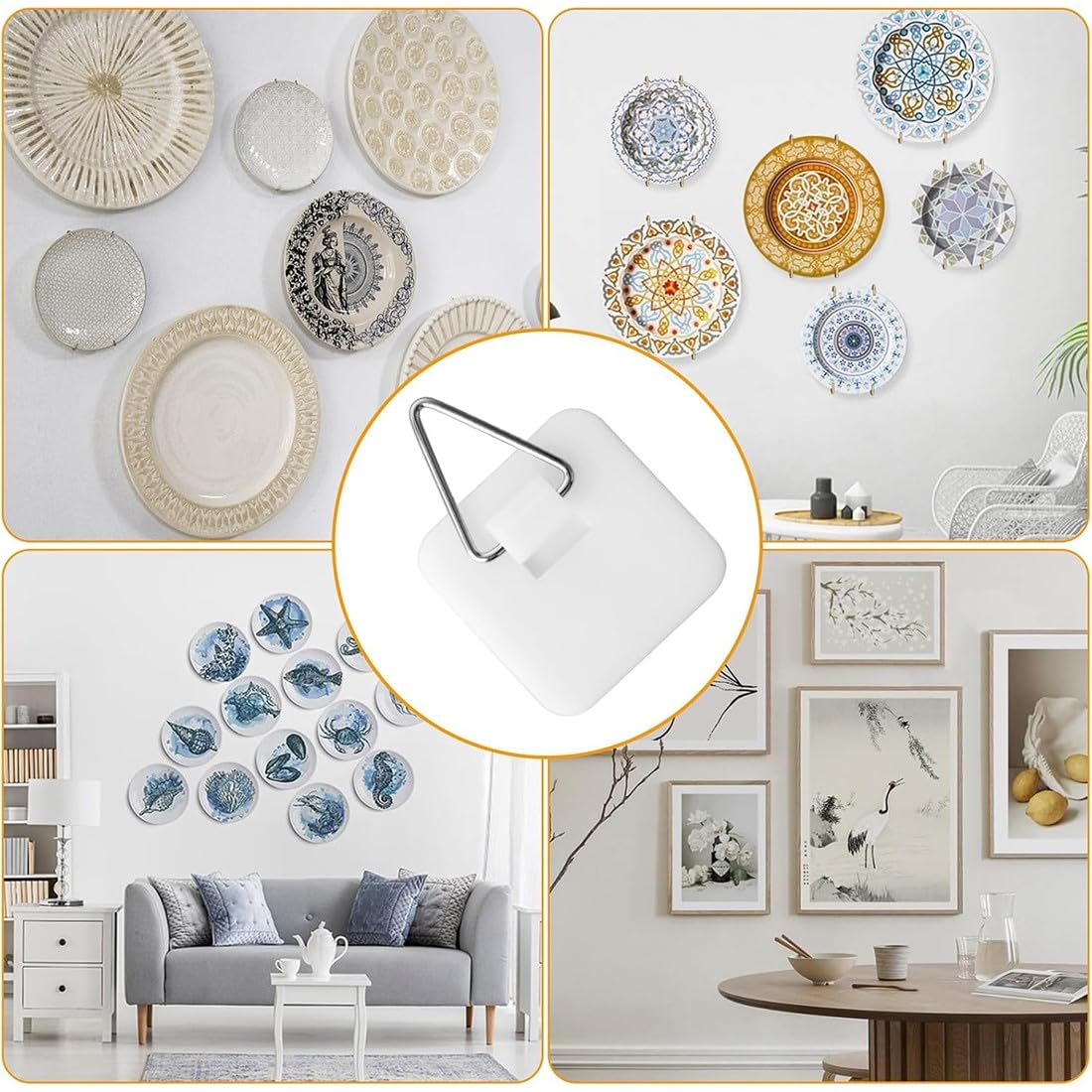 Ganci Autoadesivi Invisibili 15 Pezzi per Muro, Appendere Piatti, Orologio, Foto, Pittura, Quadro