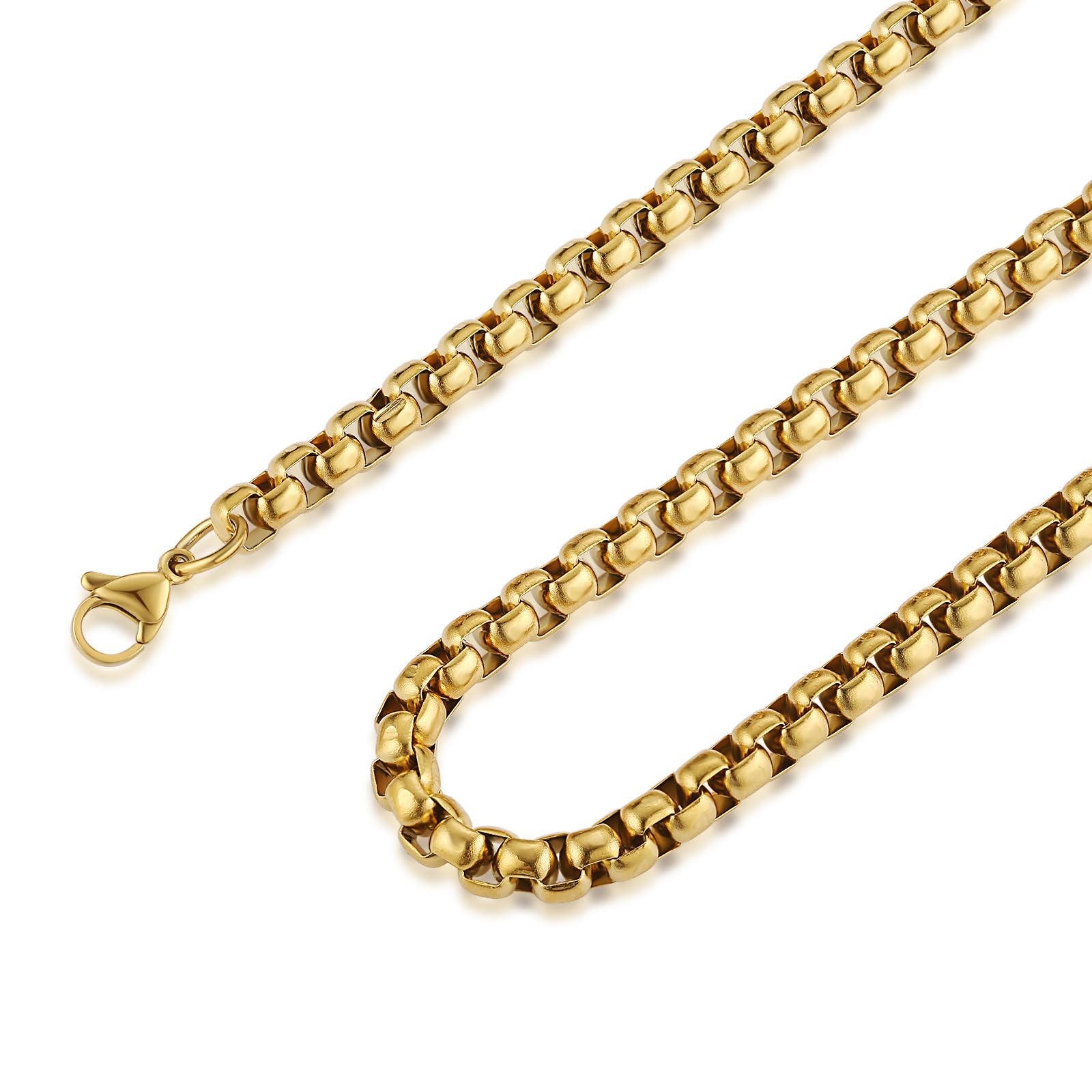 Snapklik.com : HZMAN 2mm Rolo Chain For Men Women Gold Stainless Steel ...