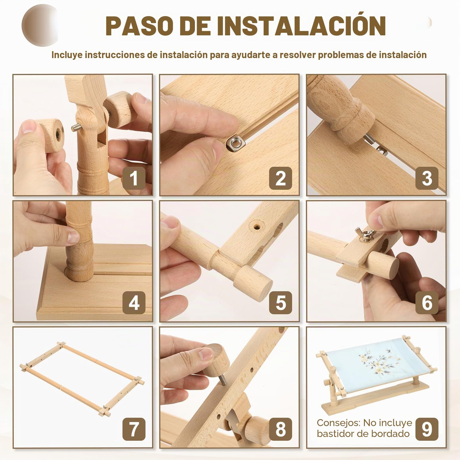 PATIKIL Soporte Para Bastidor De Bordado Soporte Giratorio Ajustable | De Madera De Haya, Para Bordado A Punto De Cruz, Para Proyectos De Artesanía DIY, Costura Y Labores De Aguja, Estilo 2