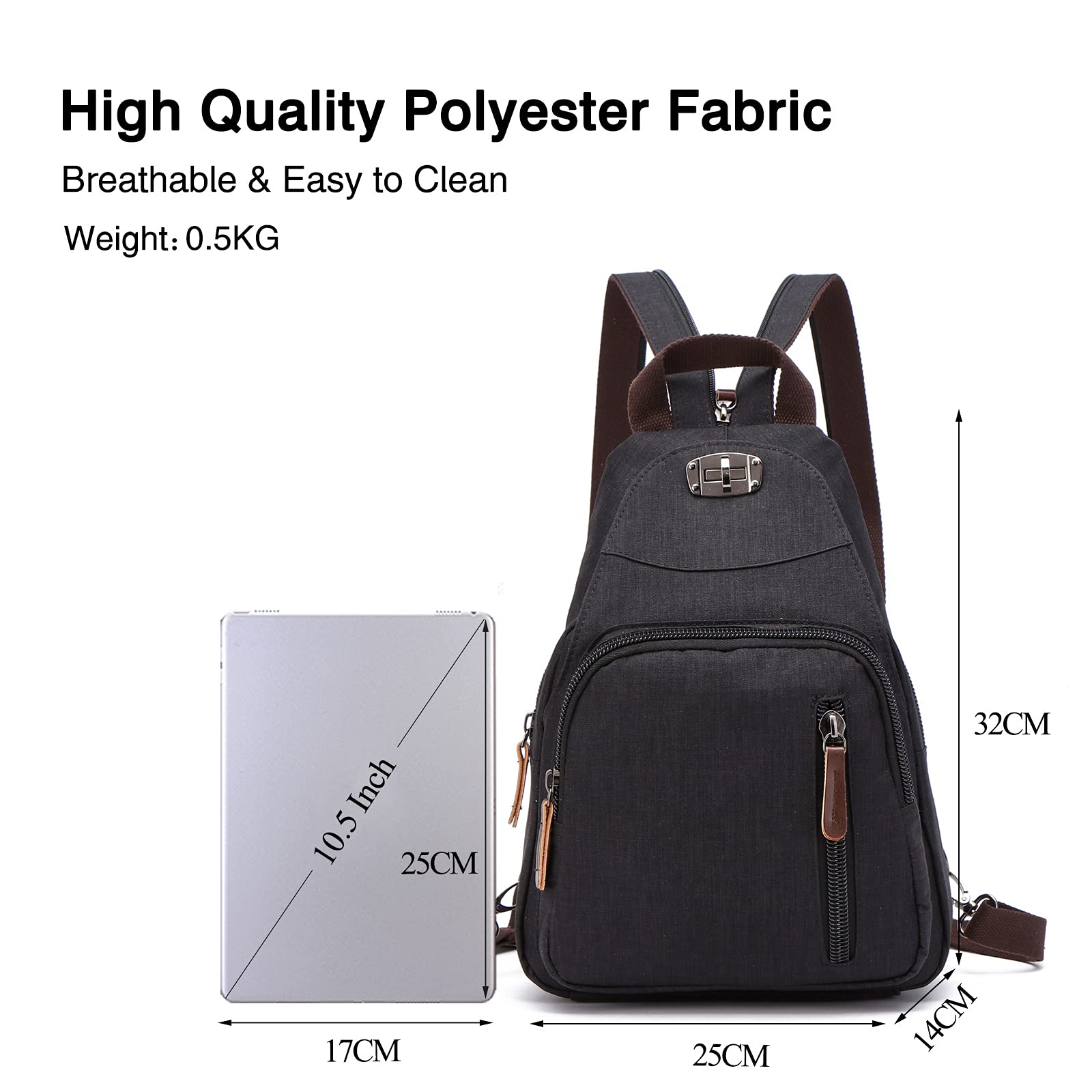 FANDARE Retro Bolsa de Pecho Pequeño Mochila Bolsos Cruzados Sling Crossbody Bag Bolsa de Hombro para Hombre Mujer Viaje Gimnasio Deportiva Ciclismo Daypacks Durable Poliéster