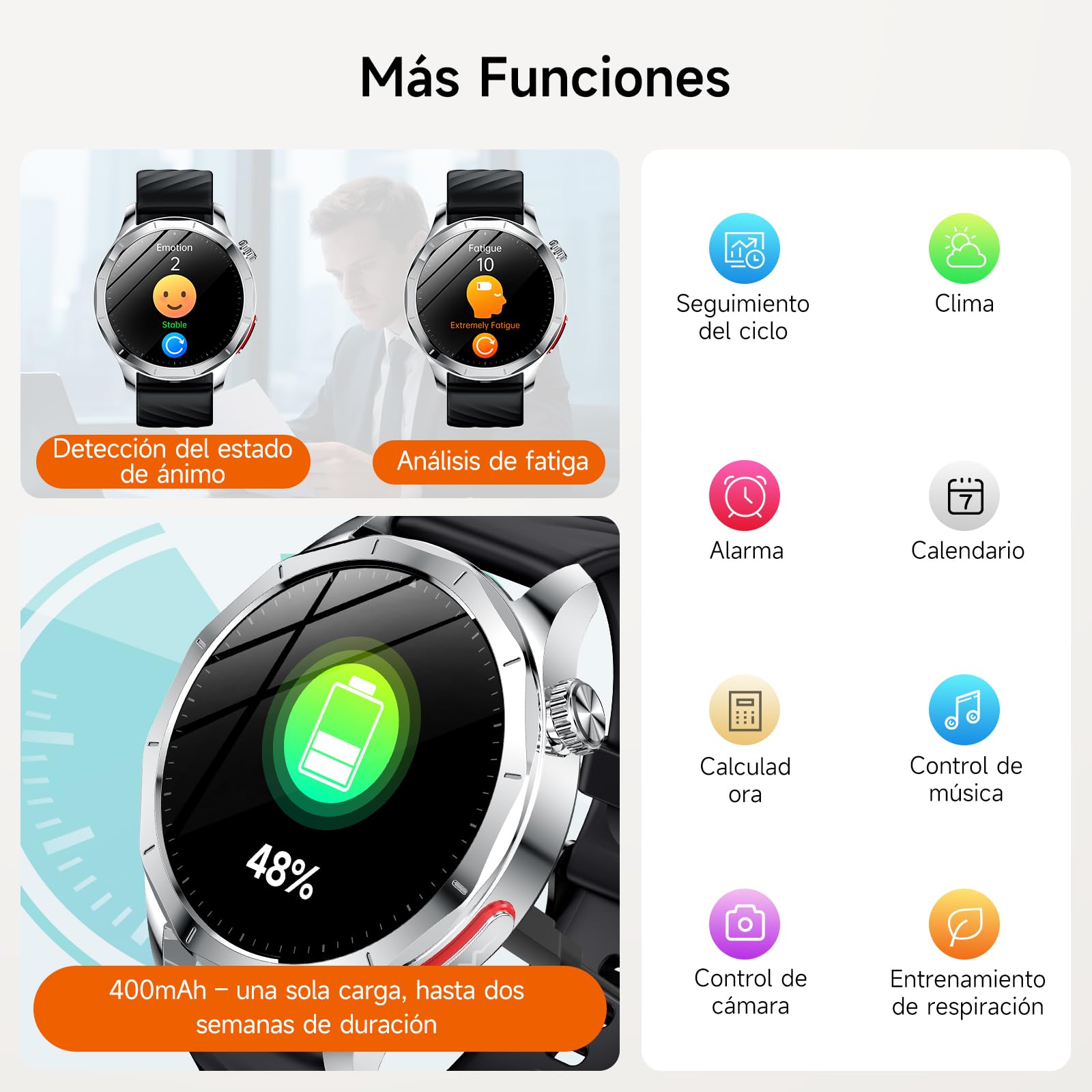 2026 Nuevo ECG Reloj Inteligente Hombre con HRV/BMI, 1.43“ AMOLED Smartwatch con 24H Pulsómetro SpO2 Monitor de Sueño, Pulsera Actividad para Android iOS