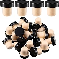 Yookeer T-Shaped Reusable Wine Bottle Stoppers - 24 Pack Black Silicone Corks for Airtight Seal on Wine, Beer Bottles
