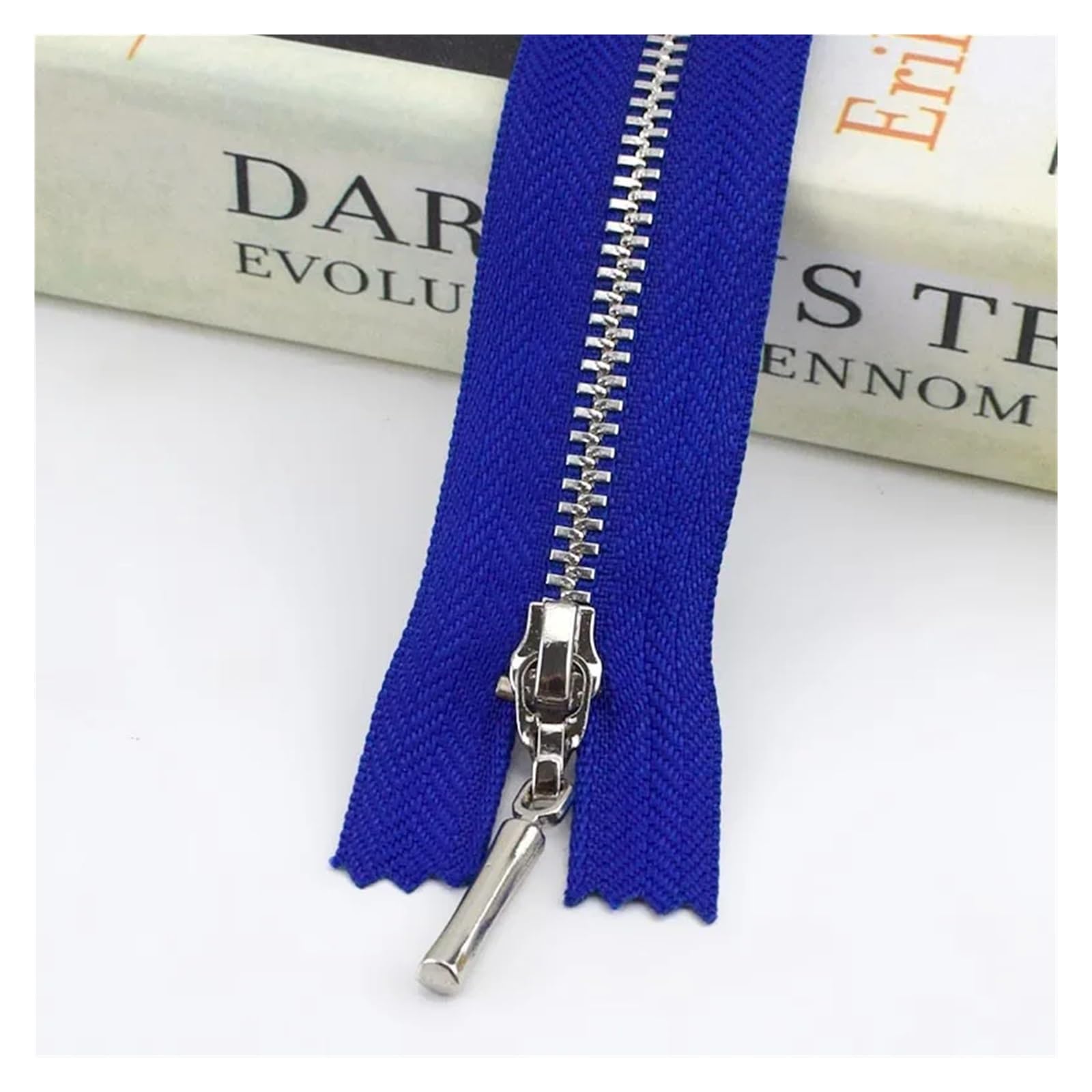 Duty Single Slider Zip, 3 Metal Zipper Silver Teeth Multicolor 15-70cm 2/5 Pcs(RoyalBlue,OPEN-END-50CM-5PCS)