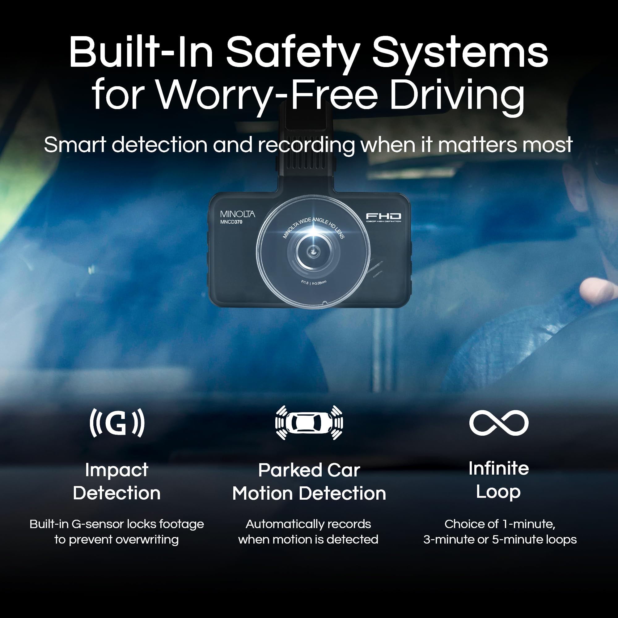 Amazon.com : Minolta 1080p Dash Cam with G-Sensor - 3.0