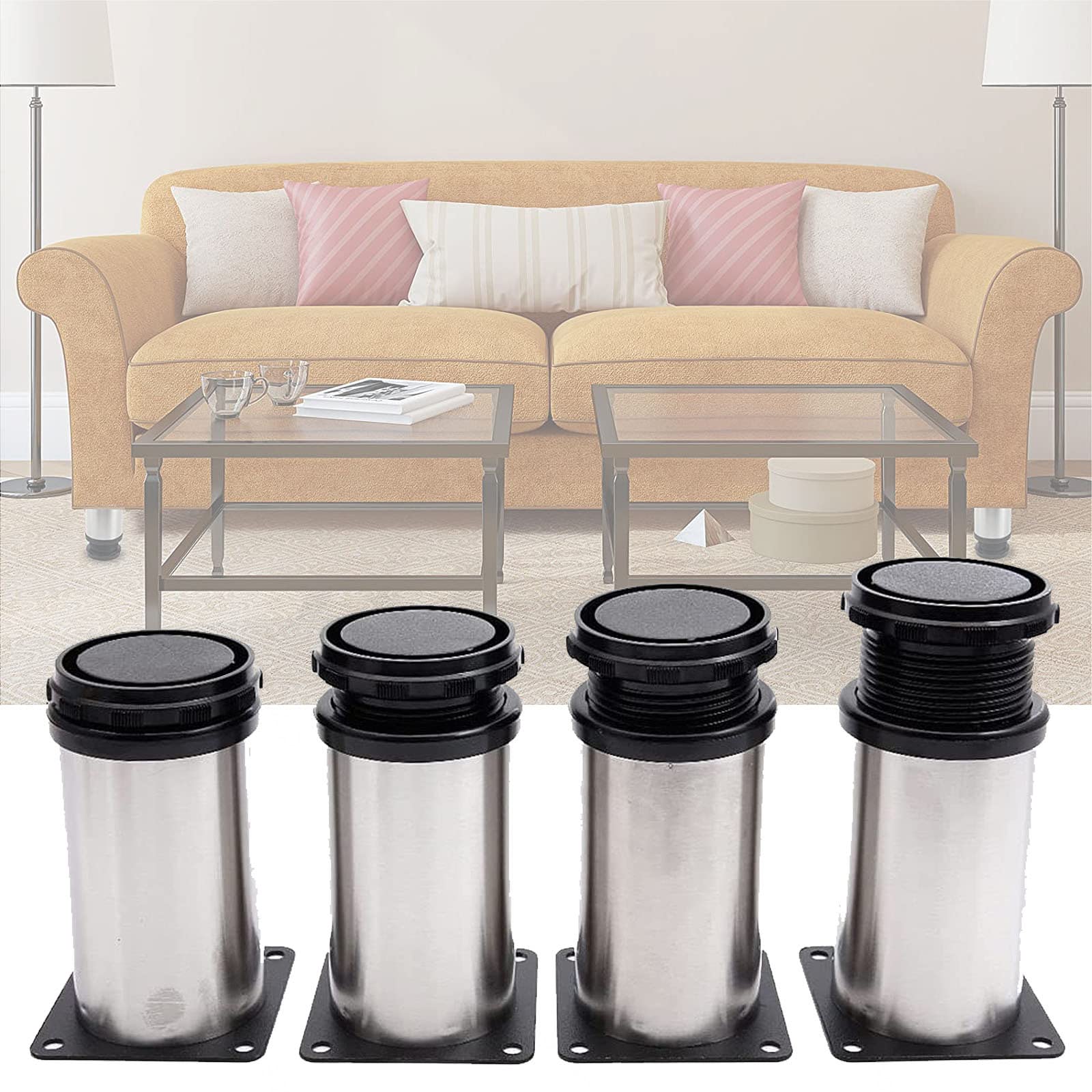 Patas para muebles de acero inoxidable y pies de escritorio metálicos para proyectos DIY