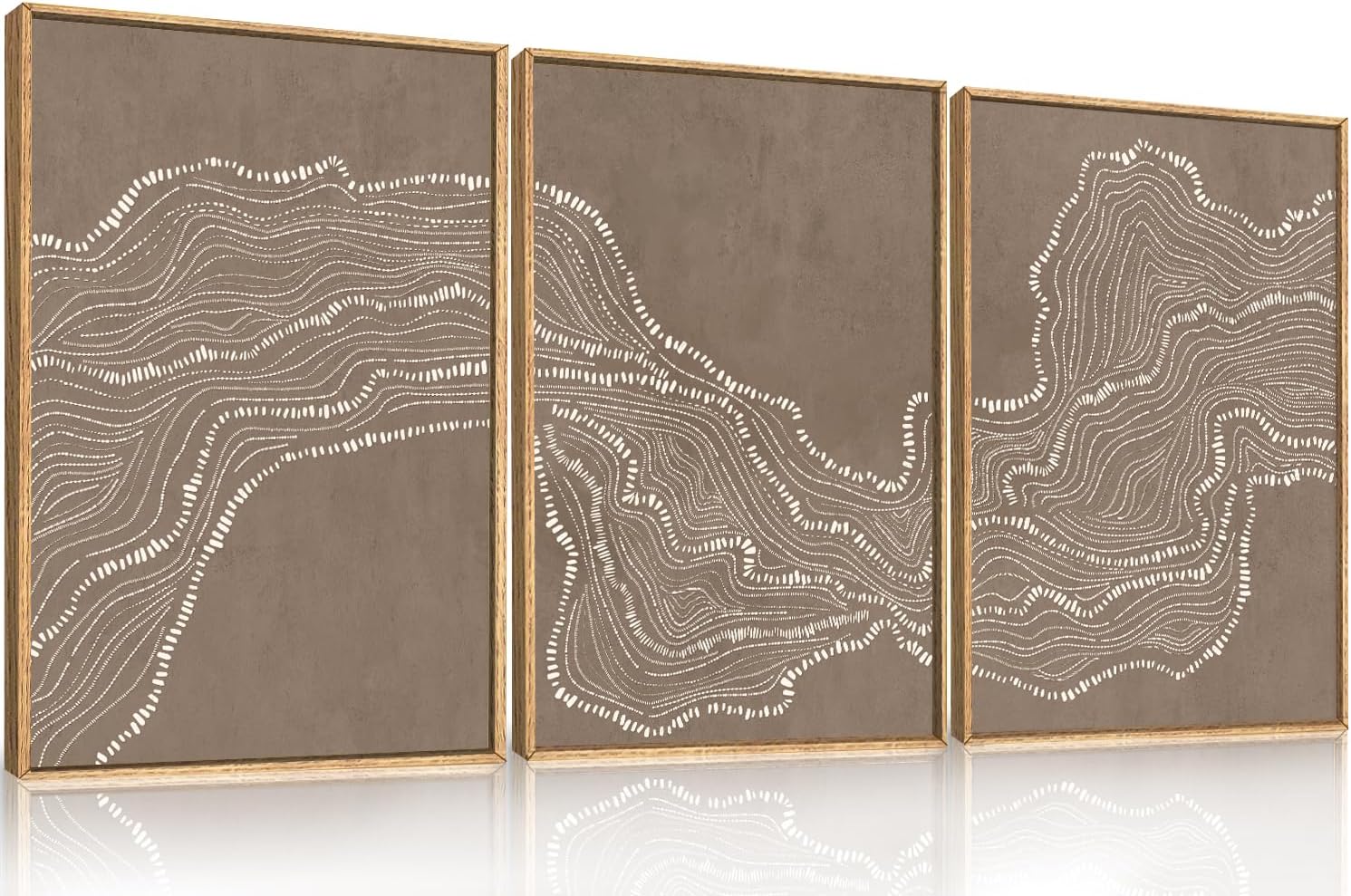 similar to Geometric White Tan Wave Framed Canvas Wall Art Set, Abstract Line Art Painting, Modern Minimalism Wall Decor, Neutral Art Print for Living Room, Bedroom, Dining Room, Office - 24\"x36\"x3 Abstract Line 90\"L x 60\"W