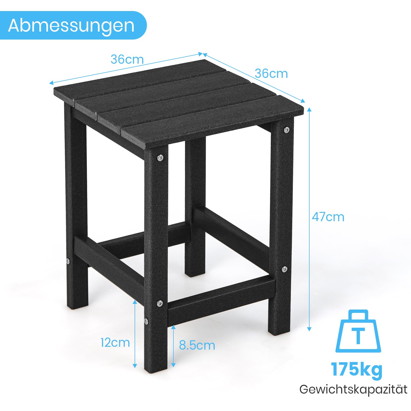 GOPLUS Mesa de jardín pequeña, mesa auxiliar para exteriores de HDPE, mesa de café, mesa de balcón, resistente a la intemperie, mesa de bistró, ahorra espacio para salón, dormitorio, terraza, patio y