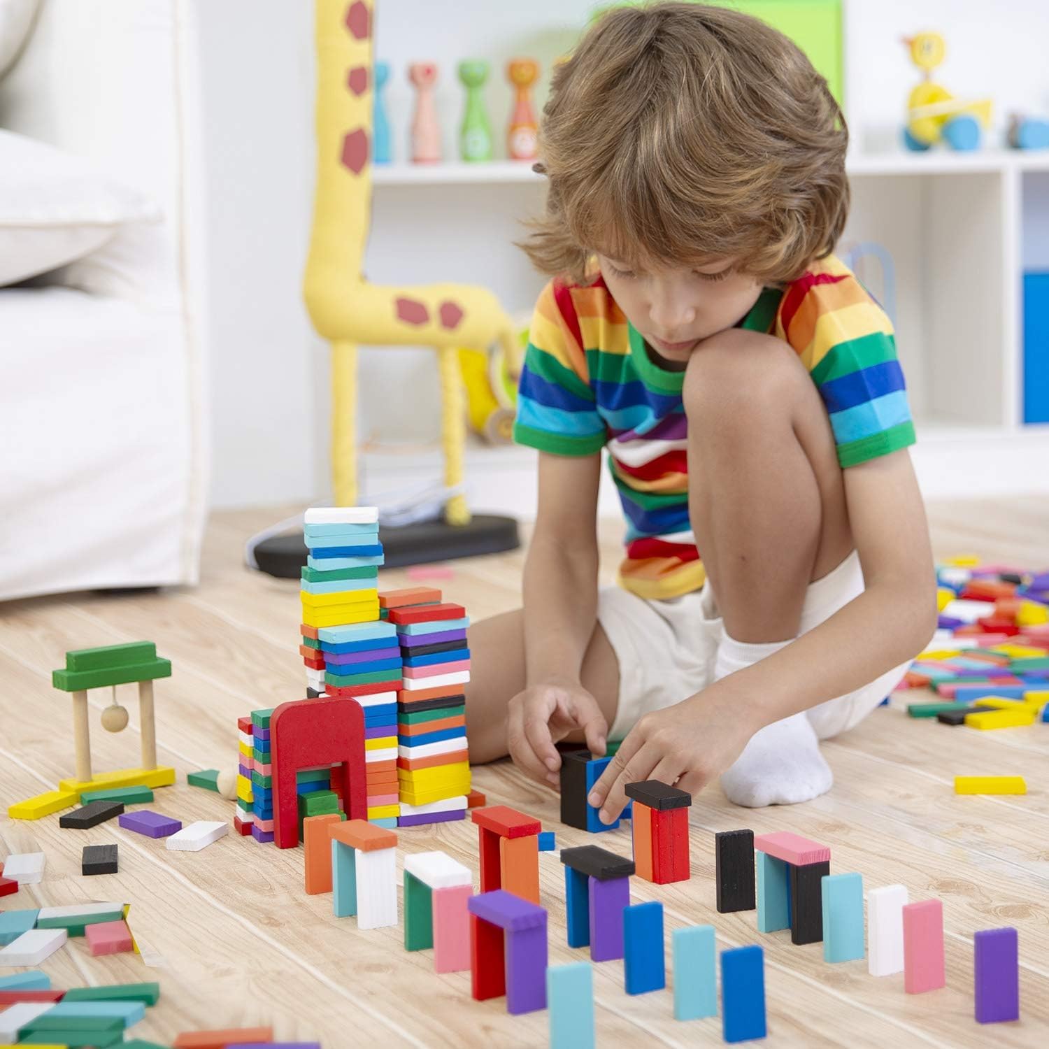 Toyssa Domino Spiel 1000 Stück Dominosteine Holz Bunte Domino Holzspielzeug Geschenke Kinder ab 3 4 5 6 7 Jahre Klassisch Bauspaß Domino Rennspiel Montessori Lernspielzeug mit Aufbewahrungstasche