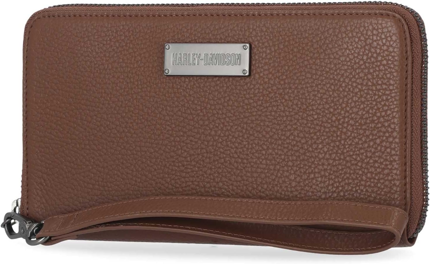 Harley-Davidson Women's Classic Zip Around Leather Wallet w/Wristlet - Brown