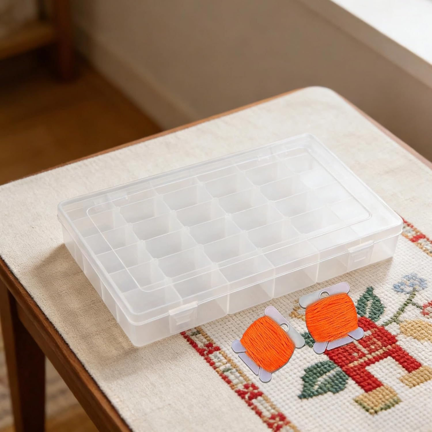 Embroidery Crafting Kit, With 36-Compartment Storage Box, 100 Floss Bobbins, Floss Winder, Thread Holder For Cross Stitch, Embroidery, And Sewing