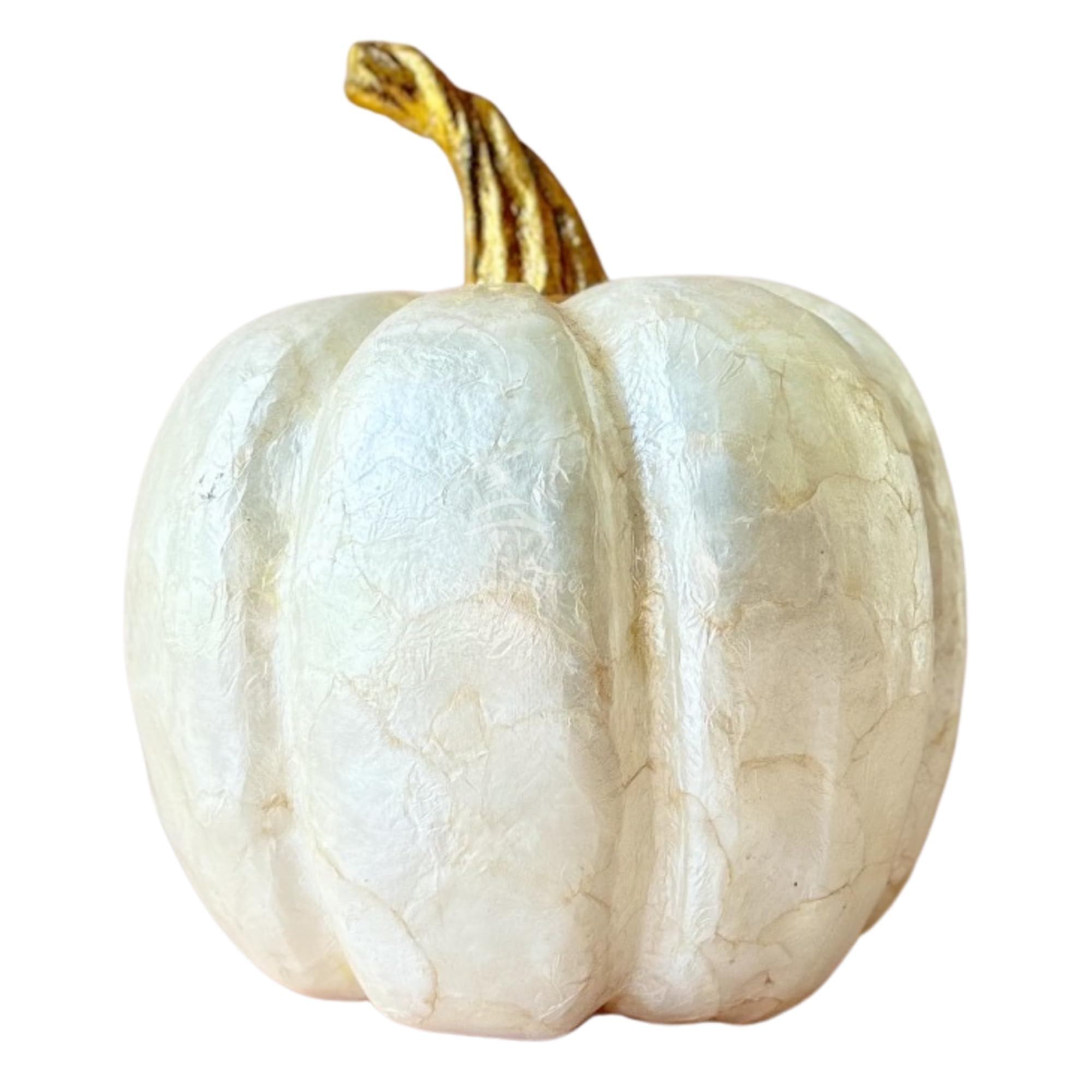 Holiday Tree Handcrafted Capiz Ivory Pumpkin (Tall) – Classic Fall Pumpkin Decor for Gatherings, Thanksgiving Feasts or Thoughtful Gifts.