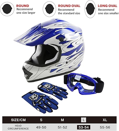 Miniatura 4 de SLMOTO - Casco de motocicleta para niños y jóvenes, aprobado por el Departamento de Transporte (DOT), para motocross, ATV, azul llama, gafas y