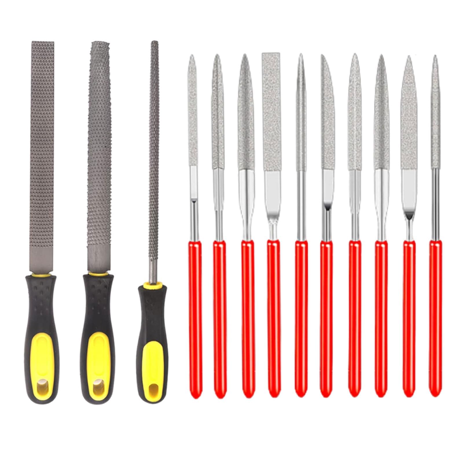 Lot de 13 limes en métal de qualité supérieure - Limes d'atelier semi-rondes - Limes en bois de qualité supérieure - Râpe en bois - Lime ronde - Convient pour les ateliers, les menuiseries, etc.