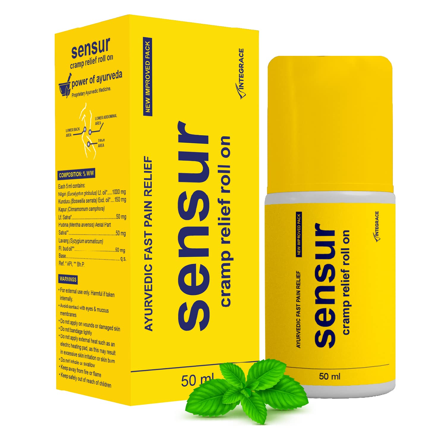 Sensur Ayurvedic Cramp Relief Roll On - 50ml (Pack of 1) | Fast & Safe Relief from Period Pain in Abdomen, Back & Thighs | Nilgiri, Kapur, Pudina, Lavang | Big Roll On for Easy Use | Soothing Aroma-image-14