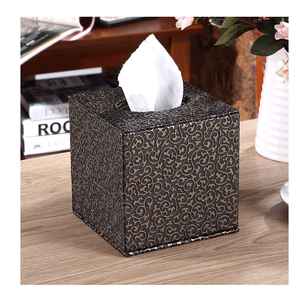tissue box, Simple Tissue Box, for Household Living Room and Bedroom Roll Paper(Black Gold)