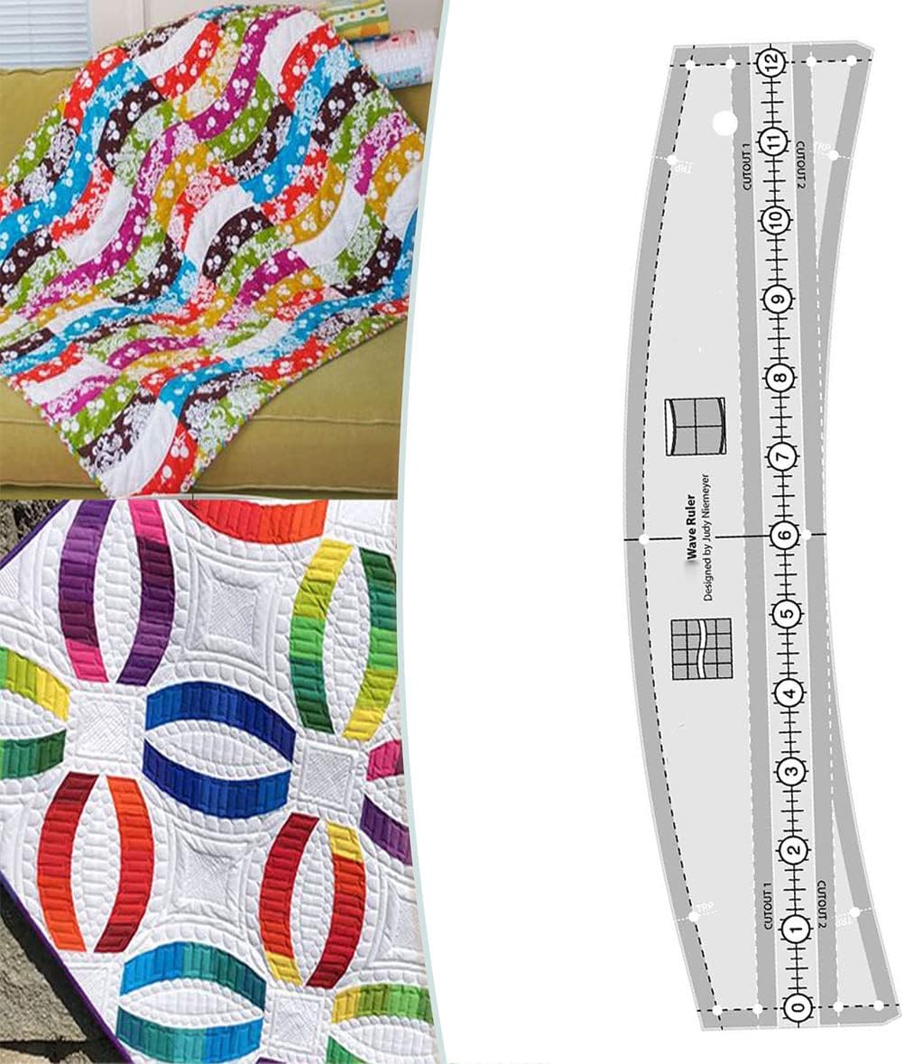 KKLM Wave Quilt Ruler,Wave Quilt Template Cutting Ruler, Clear Quilting