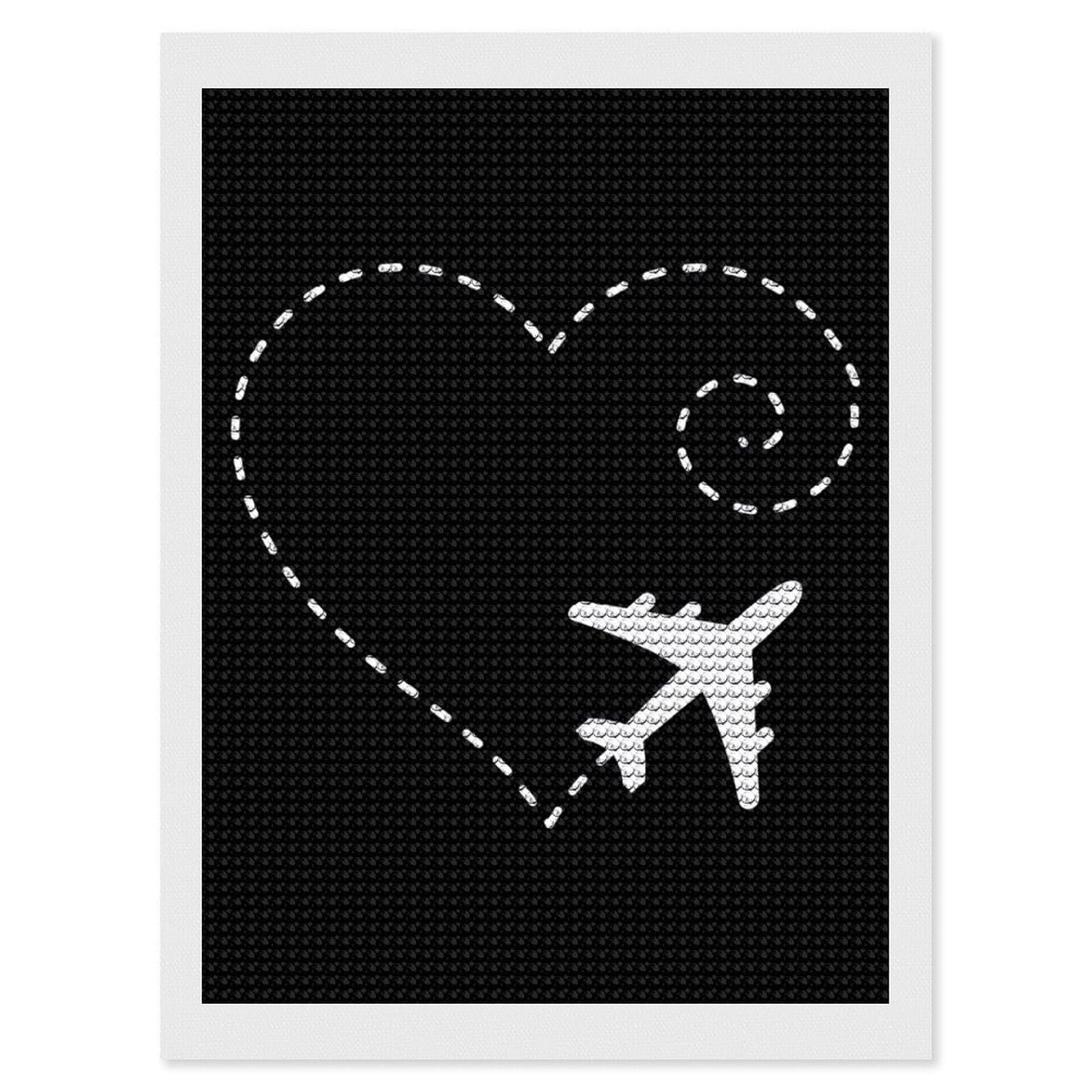 Nclqvjxzkhw Style Airplane Heart Diamond Art Painting For Adult Round Diamonds Pictures Arts Crafts Home Wall Decor 12"X16"