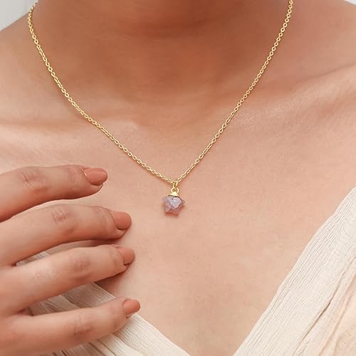 Miniatura 5 de Gempires Natural Carnelian Star Pendant Necklace Handmade Jewelry 14k Yellow Gold Plated 16 + 2 Inch Adjustable Chain (Carnelian)