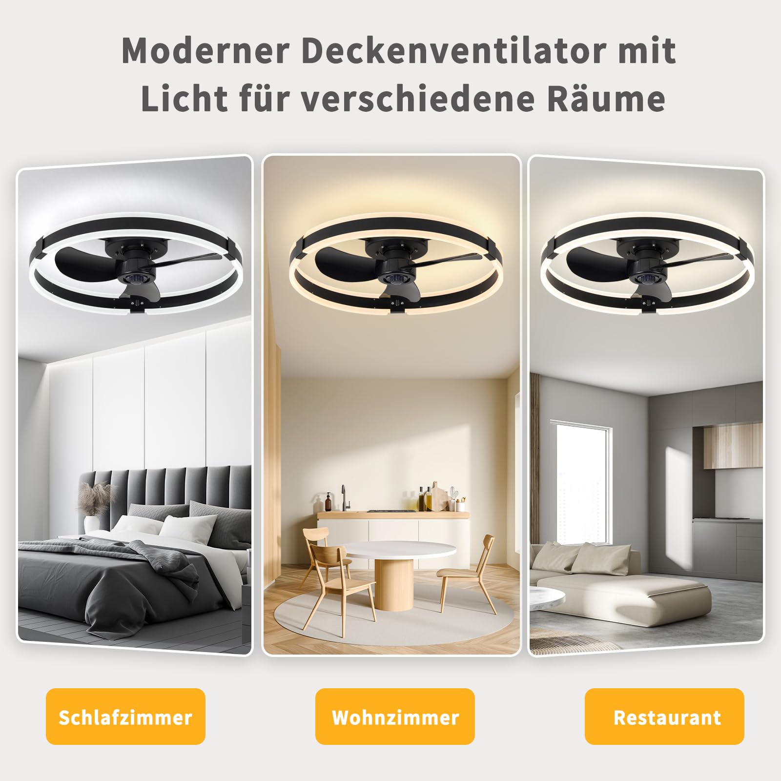 Deckenventilator Mit Beleuchtung,50cm lampe mit ventilator Und Fernbedienung,50W,4000Lm LED Dimmbare deckenleuchte mit ventilator,DC,Timer, Deckenlampe Mit Ventilator Für Schlafzimmer Wohnzimmer