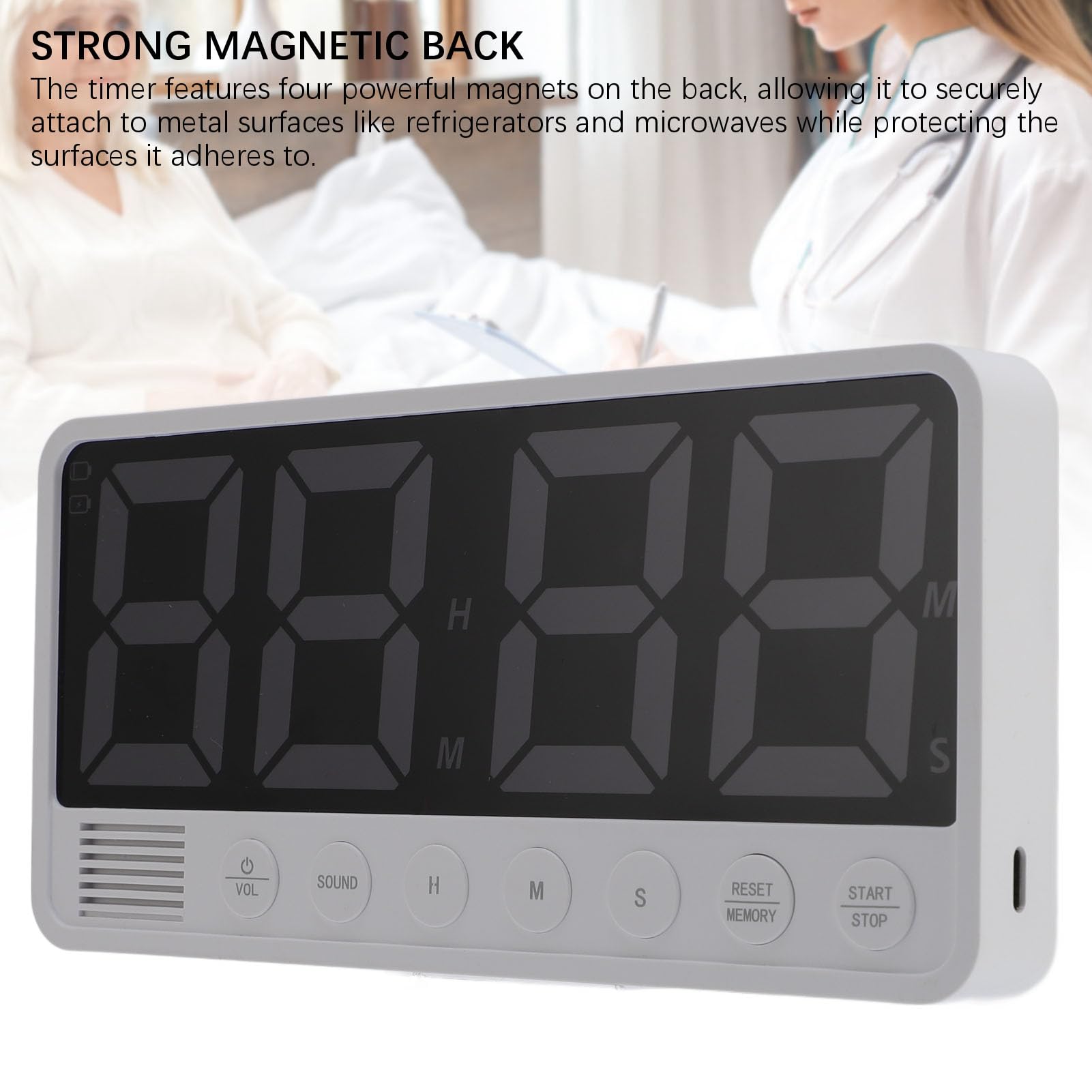 Minuterie Numérique, Grand écran LED avec Dos Magnétique, Compte à Rebours pour la Cuisine, Les Exercices, Les études, Le Travail, Le Yoga, Le Bureau, la Salle de Classe