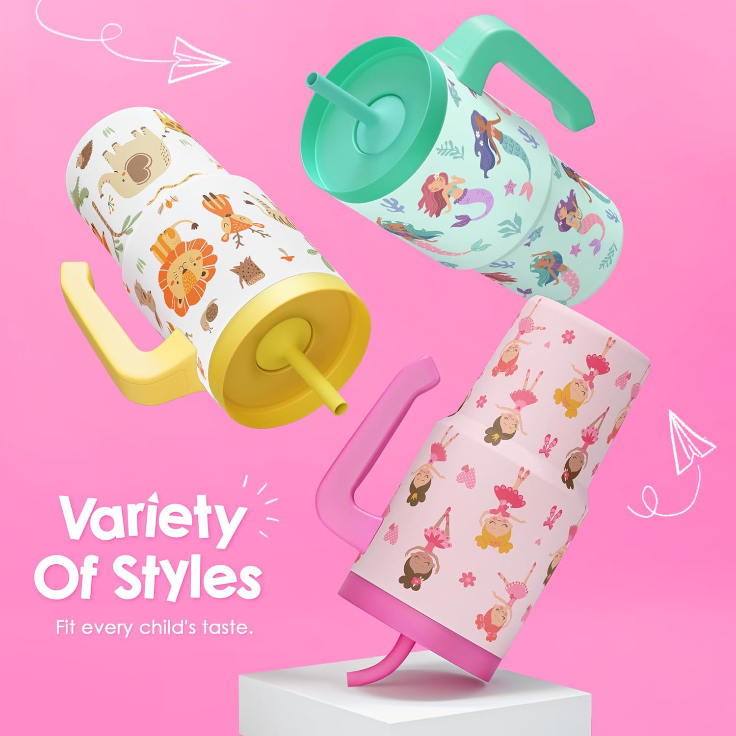 Mermaid Tumbler 20oz with Handle and Silicone Straw Lid for Kid, Insulated Stainless Steel Cup, Gift for Kids Girls, Gifts Idea for Birthday Christmas Back to School - Image 5