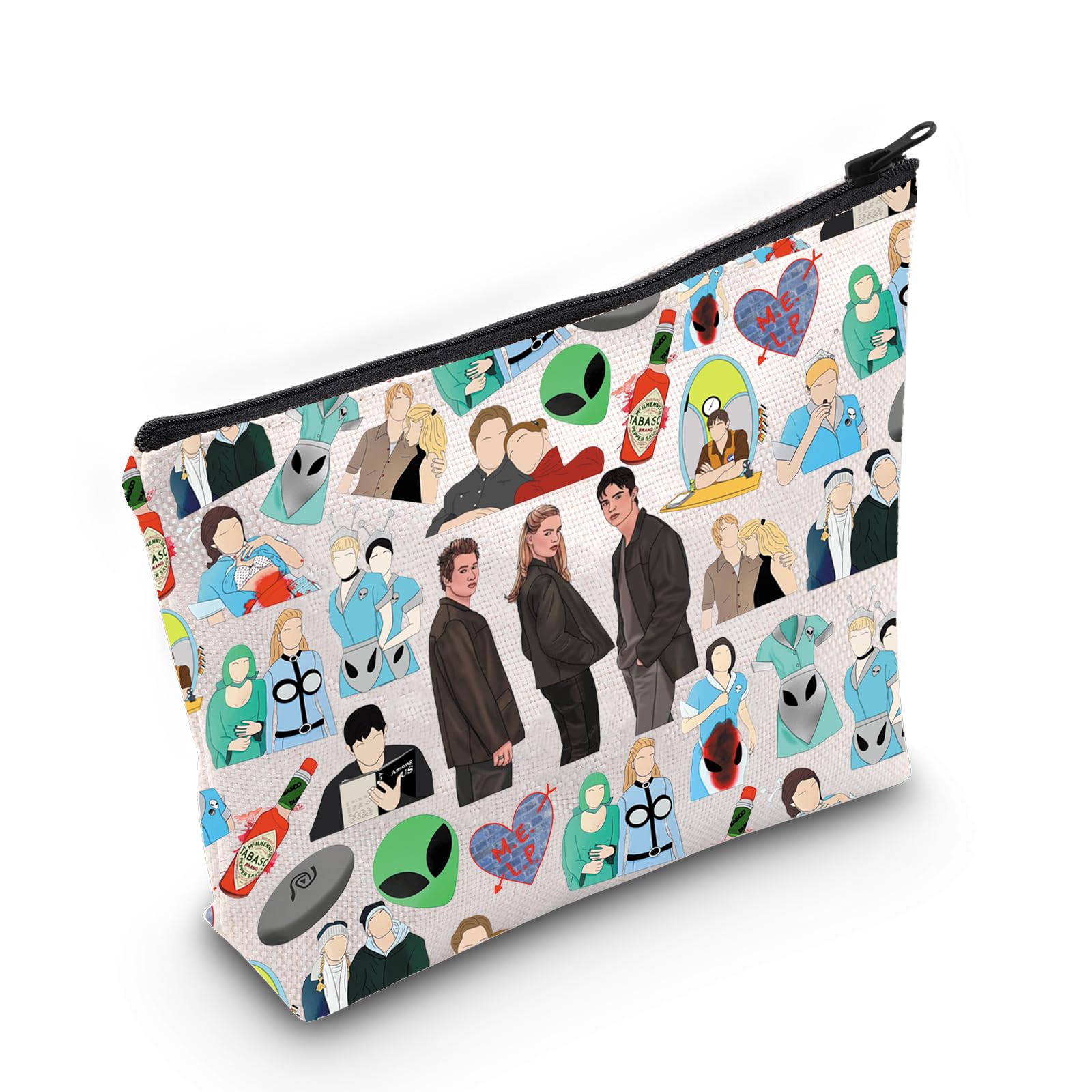 Alien Cosmetic Makeup Bag Liz & Max & Alex Fans Gift Roswell Alien Isabel & Michael & Tess Zipper Pouch Bag Alien TV Show Merchandise, M.E.L.P Bag