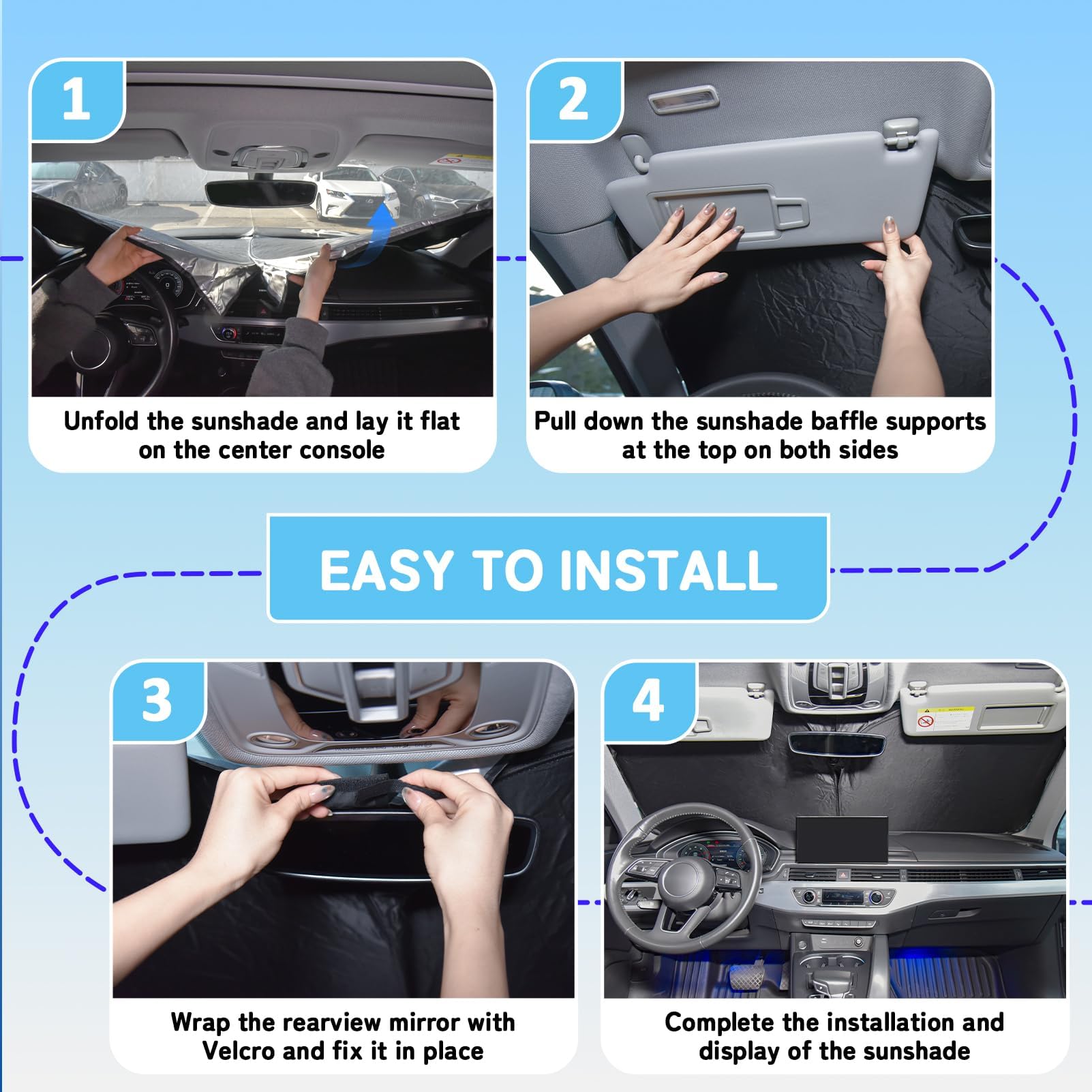 for Focus Windshield Sun Shade Sunshade for Ford Focus 2012-2018 Windshield Cover Fit 2020 2024 Focus S RS, ST, SE, SEL, Titanium, Electric Sedan Hatchback Accessories Sun Visor Protector Block UV Ray