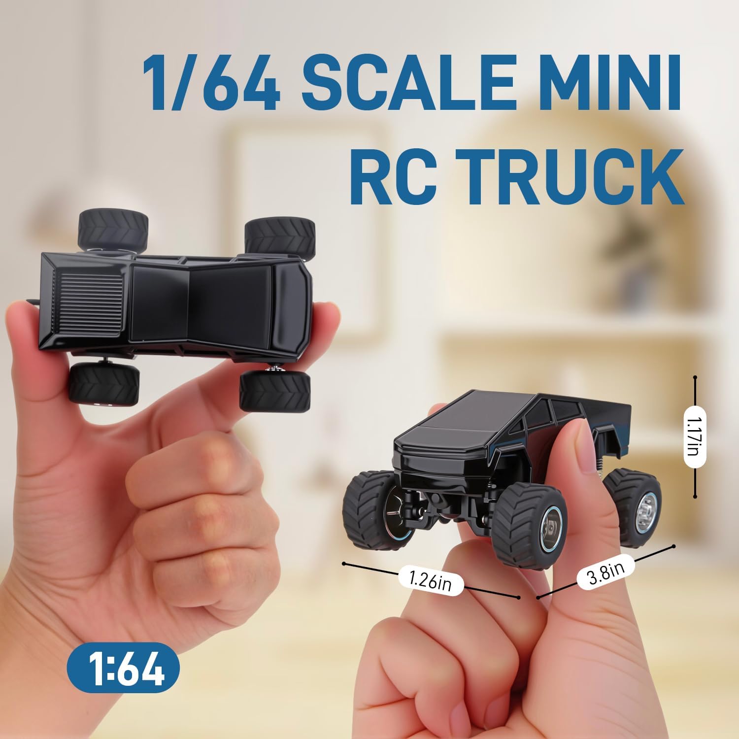 Toy RC Remote Control Car for Boys Aged 3 4 5 6, 1:64 Scale Rc Toy Truck with 2.4GHz Speed Control 3 Speed Modes, Diecast Alloy Toy Trucks Gifts for Boys and Girls