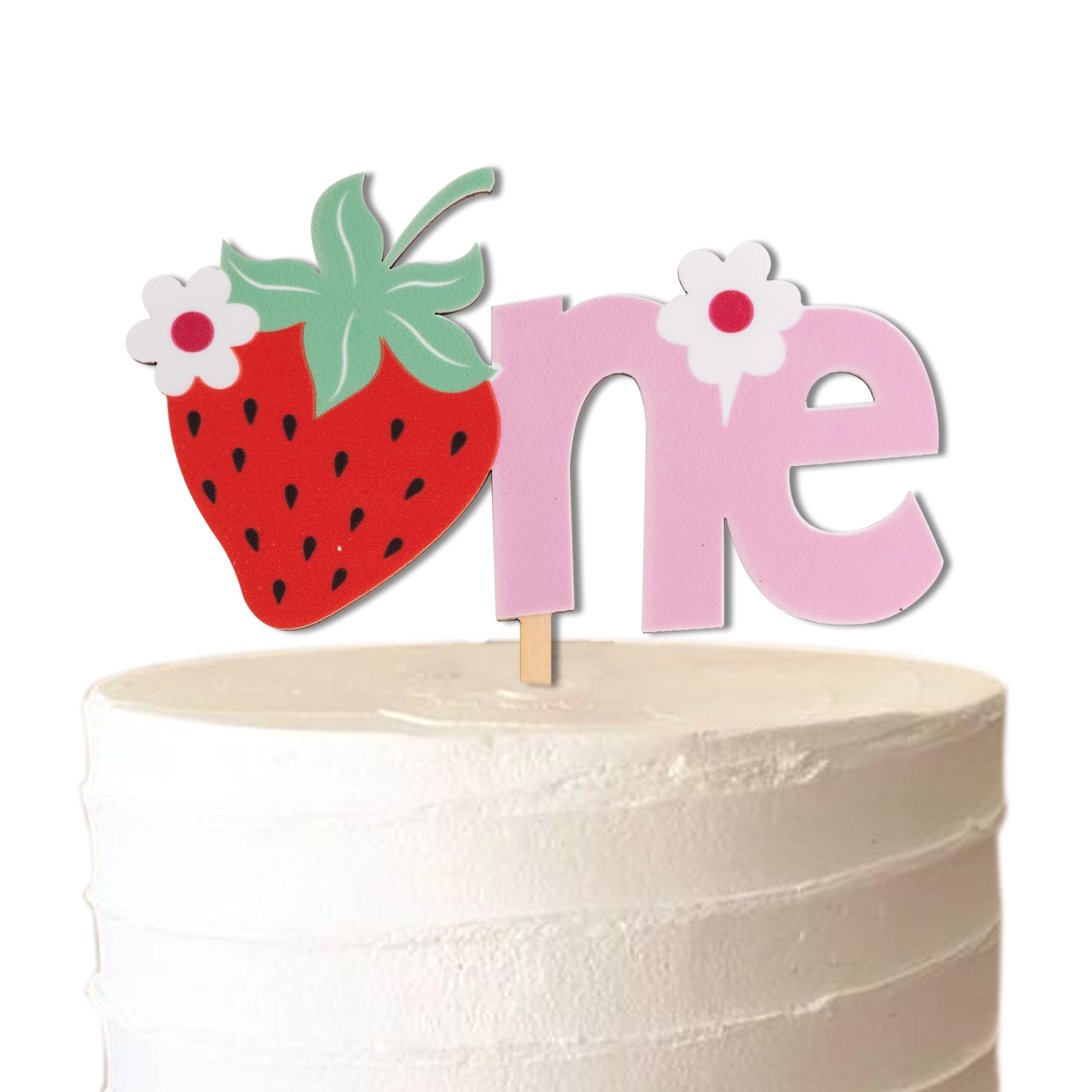 CIEQR Strawberry One Cake Topper - Berry First Birthday Cake Topper, Berry Sweet One Birthday Cake Decoration for Party, Anniversary, Cake Smash,