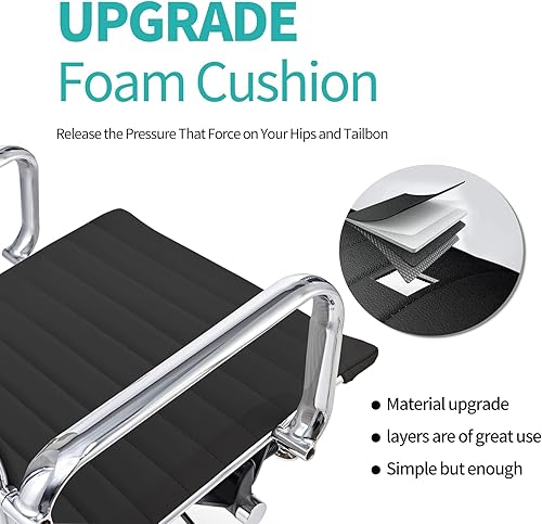 Miniatura 74 de Silla de oficina giratoria con reposabrazos y ruedas, cómodo asiento ajustable para juegos para adultos, silla de trabajo resistente para oficina en