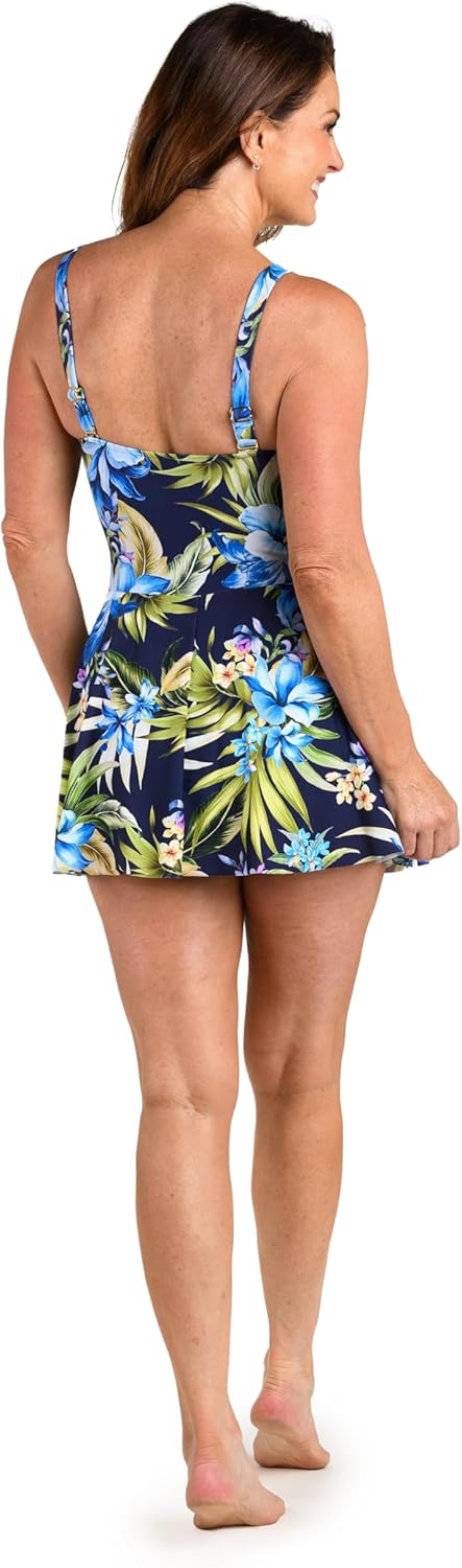 Maxine of Hollywood Womens Shirred Bandeau Swim Dress One Piece Swimsuit - Image 6