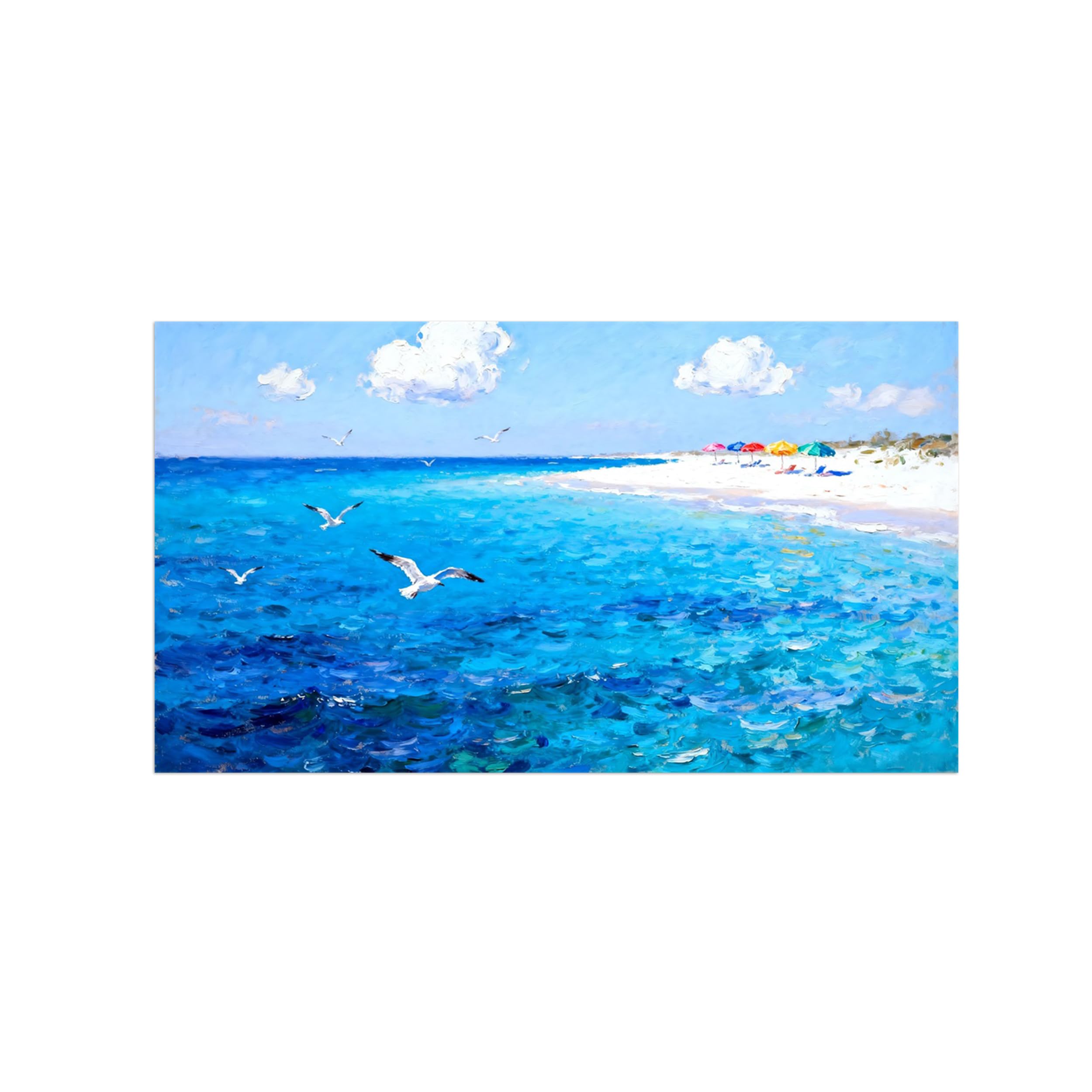 Ozpwbvy Unframed Blue Sea Landscape Canvas Wall Art Picture 40X70cm