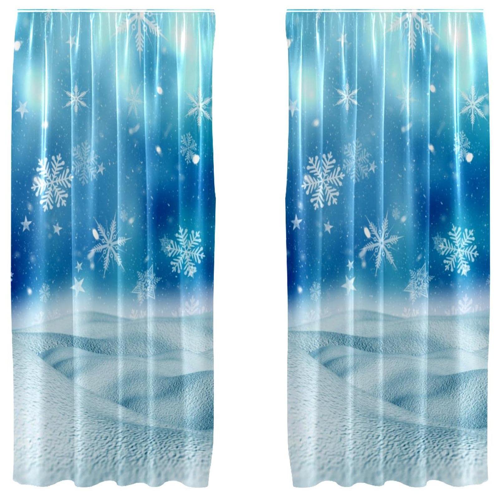 Rideaux de Noël légers bleu neige 139,7 x 213,4 cm anti-vis-à-vis élégant