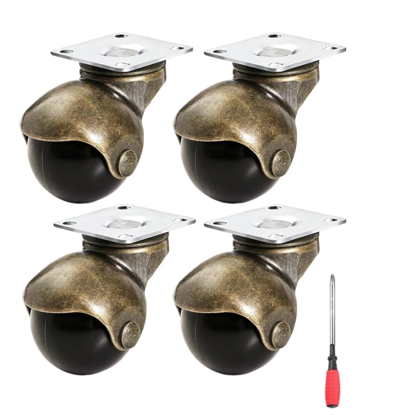 4 ruote girevoli a sfera da 1,5/2 pollici con freno in bronzo e gomma for sedia ufficio divano Per Pavimenti Duri(2 inch activity)