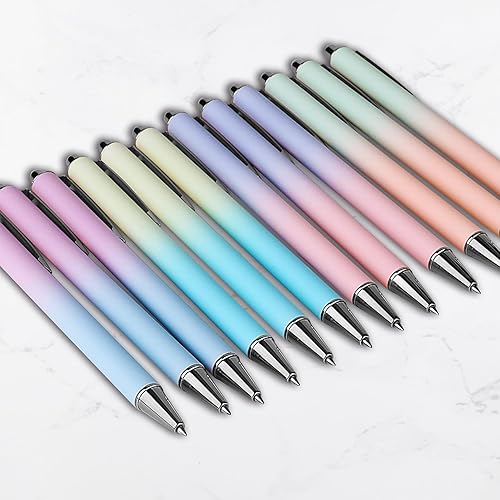 Miniatura 6 de WY WENYUAN Bolígrafos de gel, 12 bolígrafos de tinta negra, bolígrafos de escritura suave de punta fina, bolígrafos pastel para tomar notas,