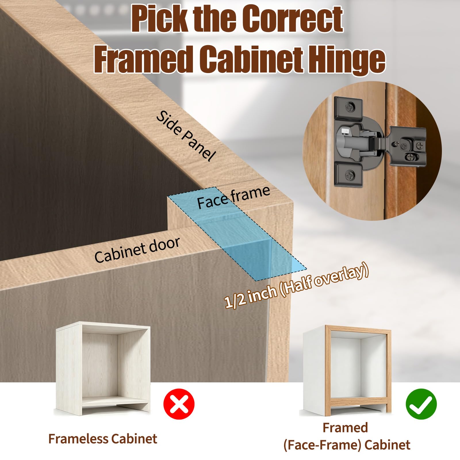 Mousike Soft Close Hinges - 40 Pack for Kitchen Cabinets -3