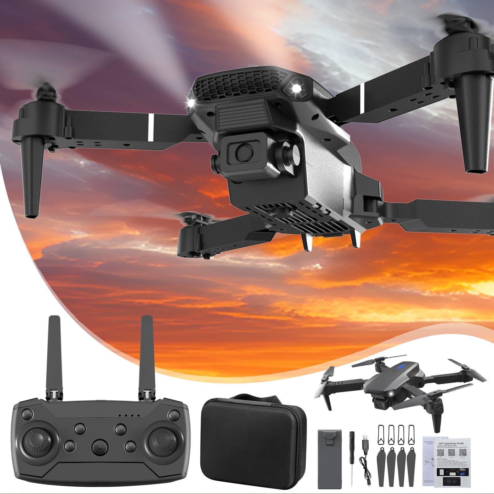 Drone with Camera 1080p HD, With High-Speed Rotation, Gesture Control, Headless Mode, One Click Take Off/Landing, 360 ° Flipping, Foldable Drone for Beginners
