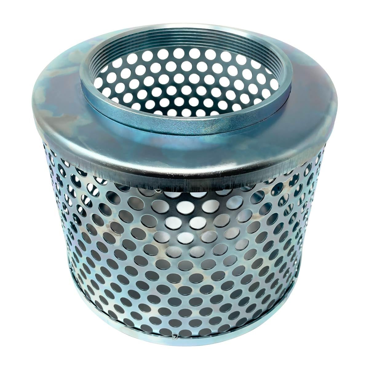 Gloxco 6" Suction Strainer, Round Hole, Zinc Plated Steel (STR-RH600)