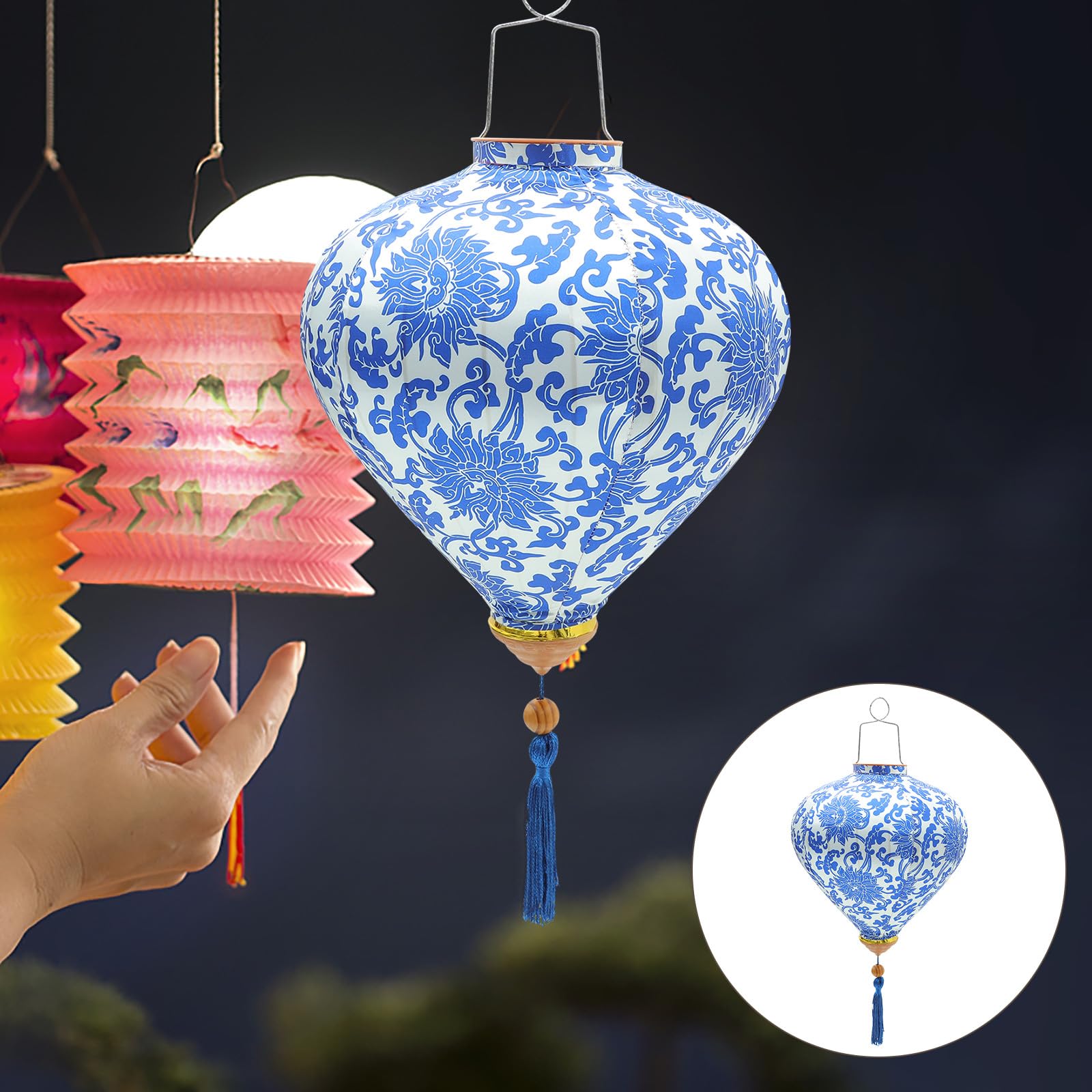 Lanterna Cinese Decorativa da Appendere in Seta 1 Pezzo | Decorazione per Feste e Party, Leggera e Durevole, Ornamento Sospeso per Allestimenti e Celebrazioni