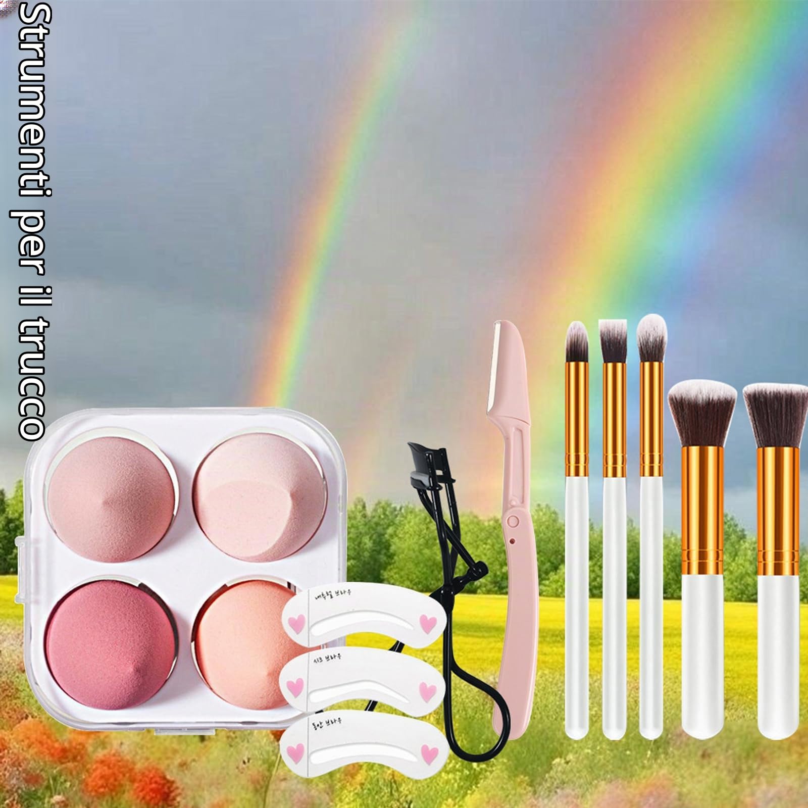 Set Trucco, Portatile Kit Trucco Viaggio con Ombretti, Correttore, Rossetto, Mascara, Eyeliner e Pennelli Makeup per Occhi, Viso e Labbra, Set Regalo per Donne e Ragazze Principianti#3