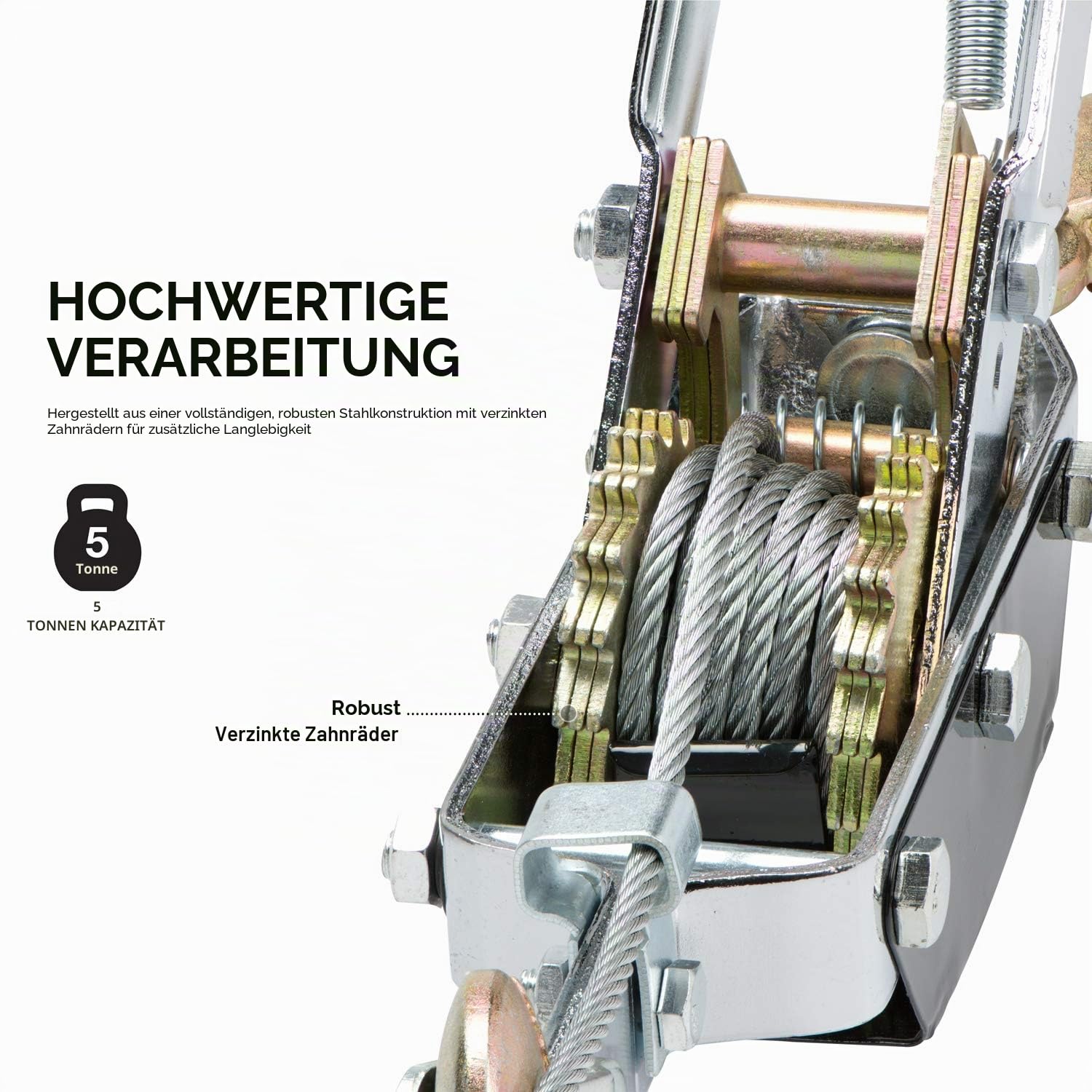 NEIKO 02256A Come Along Seilwinde, 5 Tonnen (4,5 kg) Zugkapazität, 3 Fuß, 3 Haken, robustes Stromkabel mit Doppelzahnrädern, Handwindenkabel, Automobilhebewindenabzieher, Recovery Gear