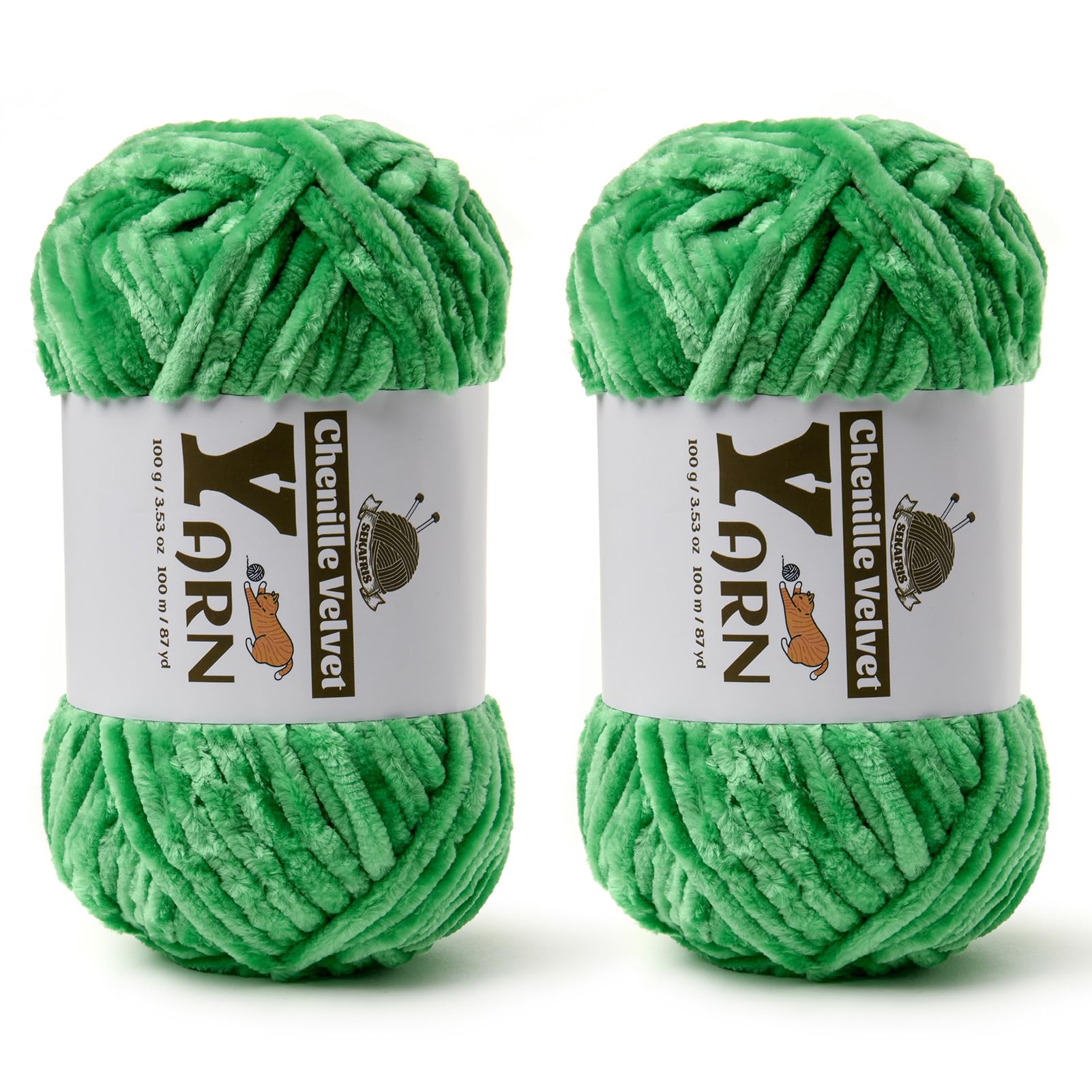 Chenille Crochet Christmas Green Yarn 2 Pack