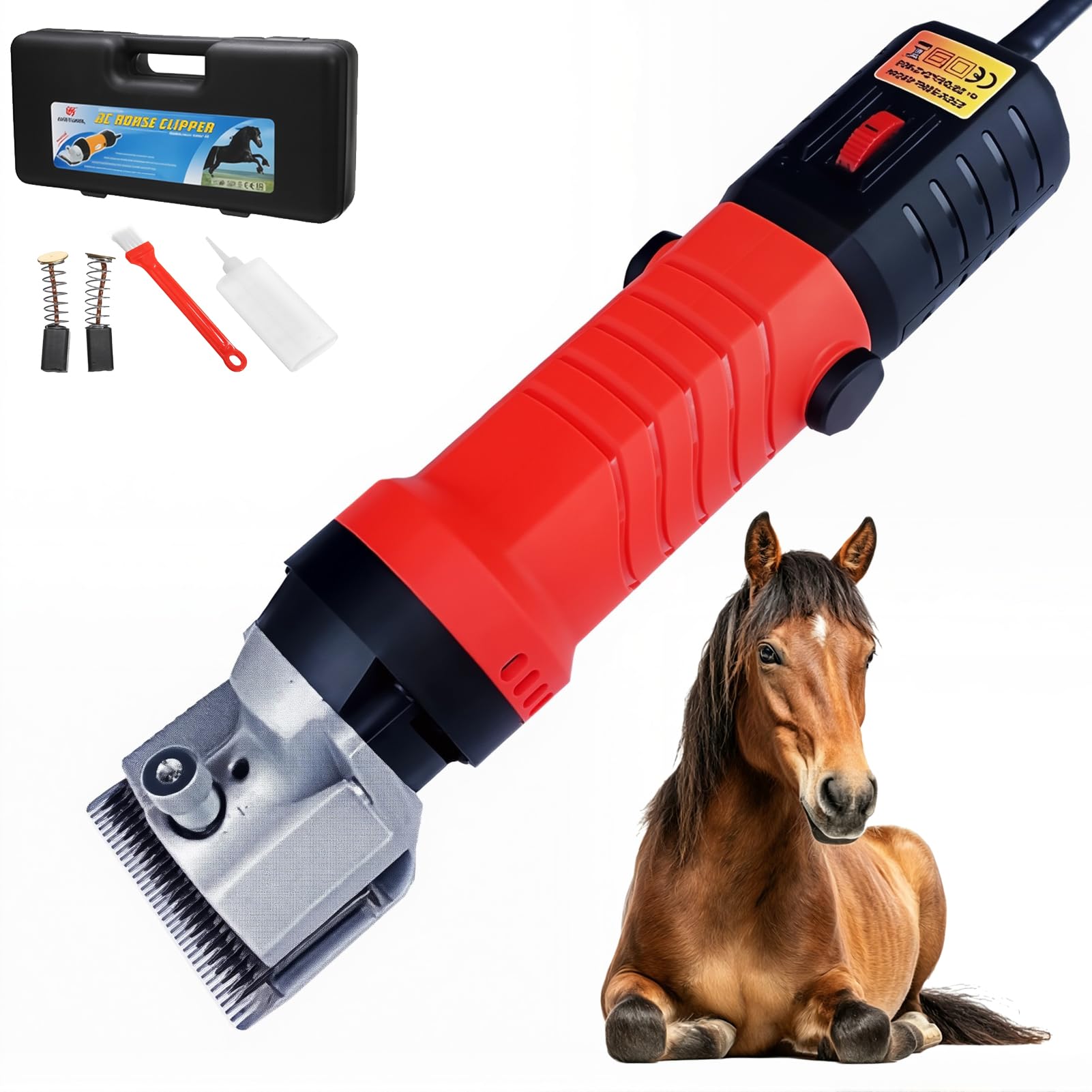 Cortadora Eléctrica para Caballos 690W Cortadora Profesional para Caballos con Ajuste de 6 Velocidades Ancho de Cuchilla 75 mm 2400 rpm Esquiladora Eléctrica para Ganado para Llamas Vacas Red